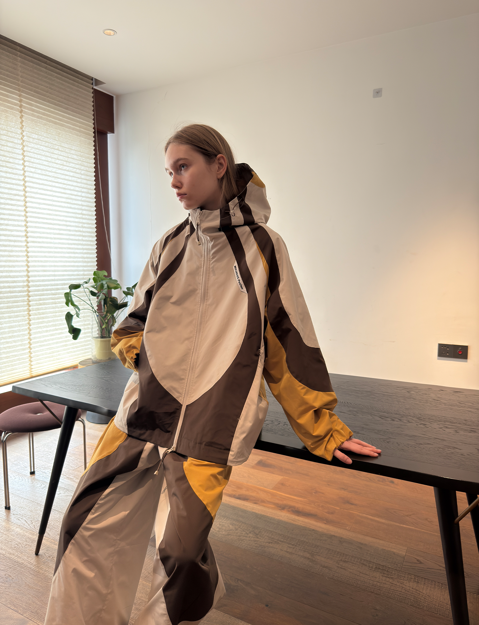 MIICHOUS Contrast Curved Panel Hooded Jacket-Jacket-S-Yellow-Free Shipping Leatheretro