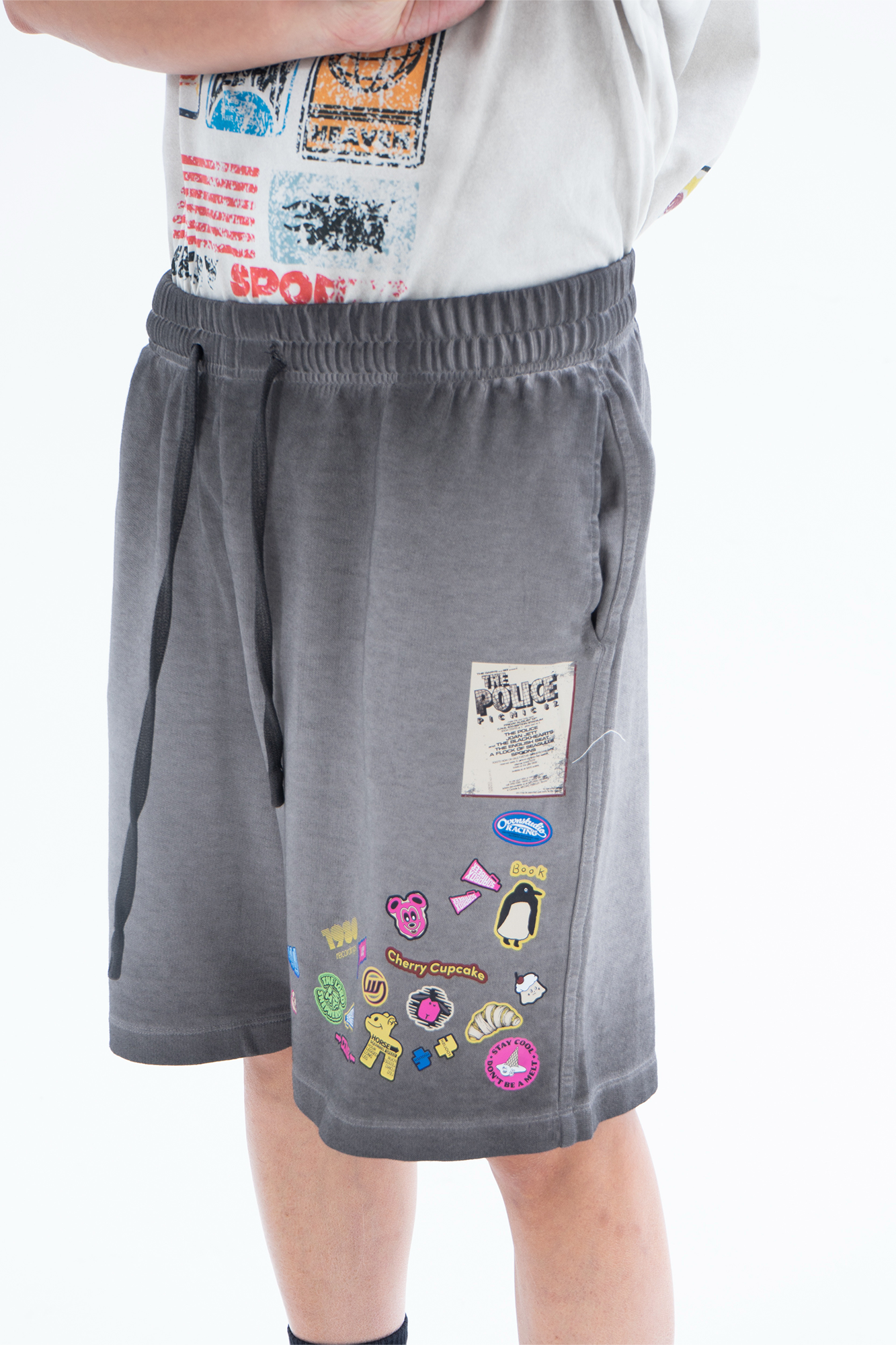 CLP Retro Gradient Badge Graphic Drawstring Shorts-Shorts-M / 27"-Free Shipping Leatheretro