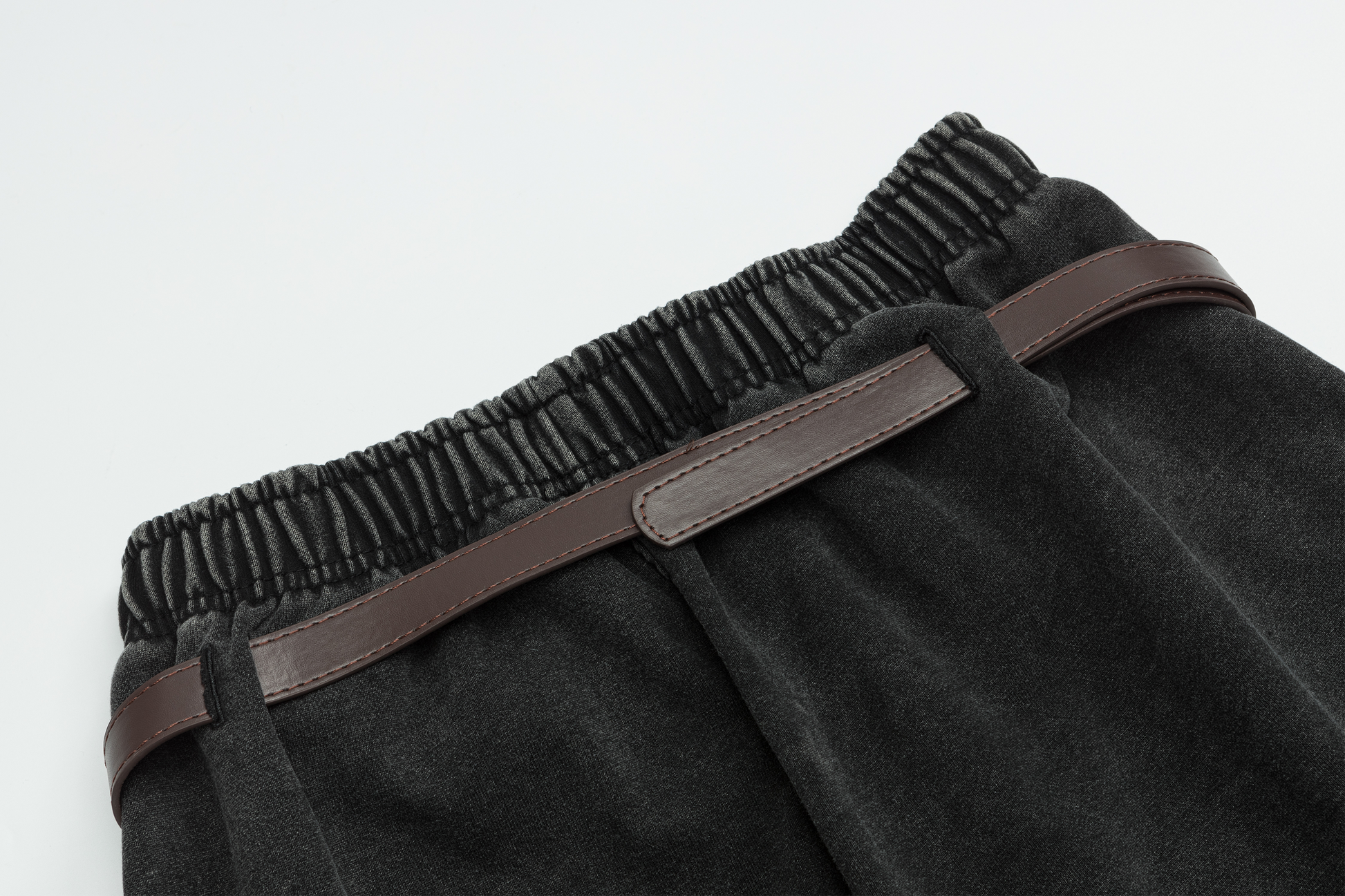OVDY Retro Belt Curved-Leg Denim Pants-Pants-S-Black-Free Shipping Leatheretro