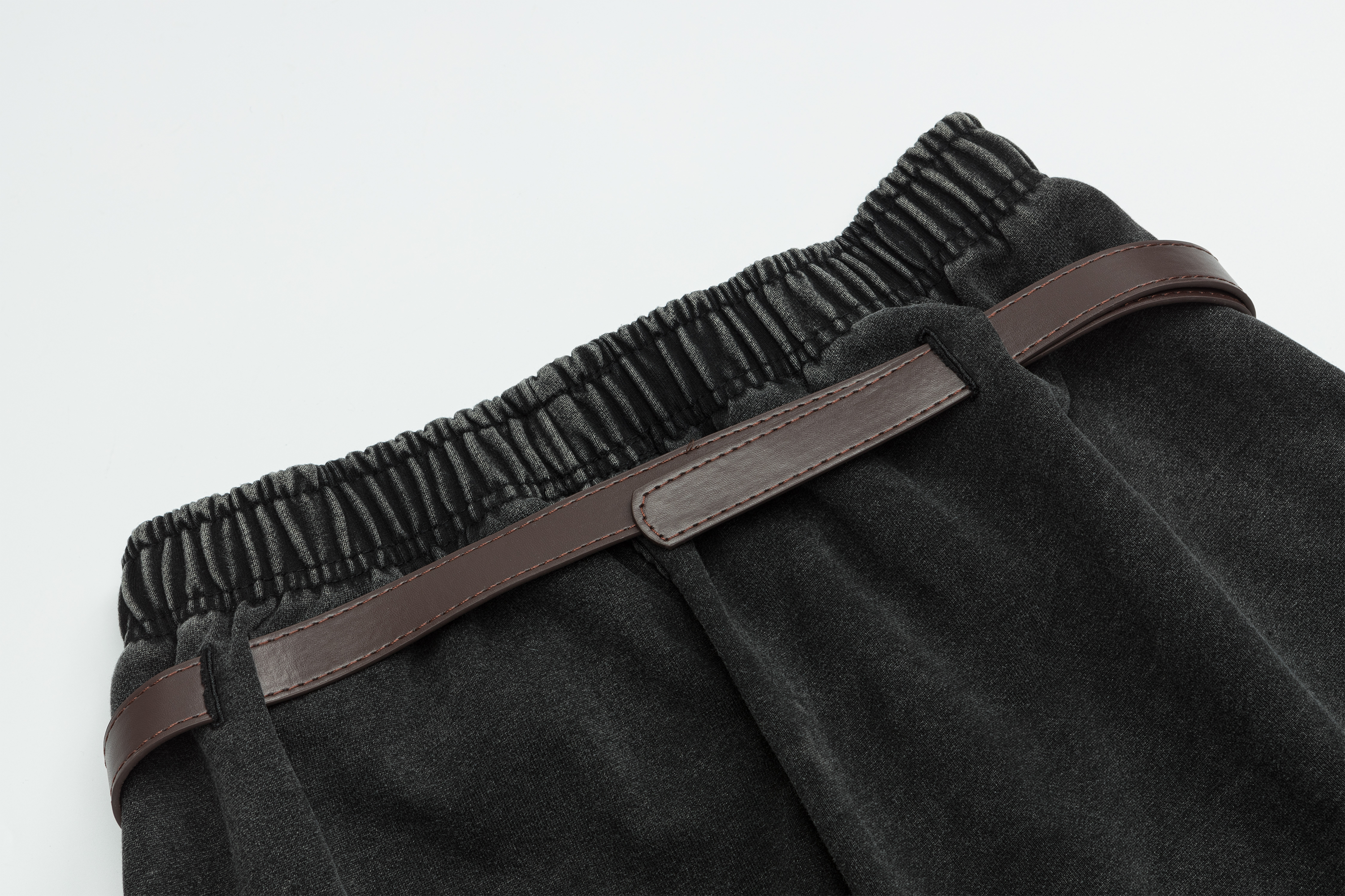 OVDY Retro Belt Curved-Leg Denim Pants-Pants-S-Black-Free Shipping Leatheretro