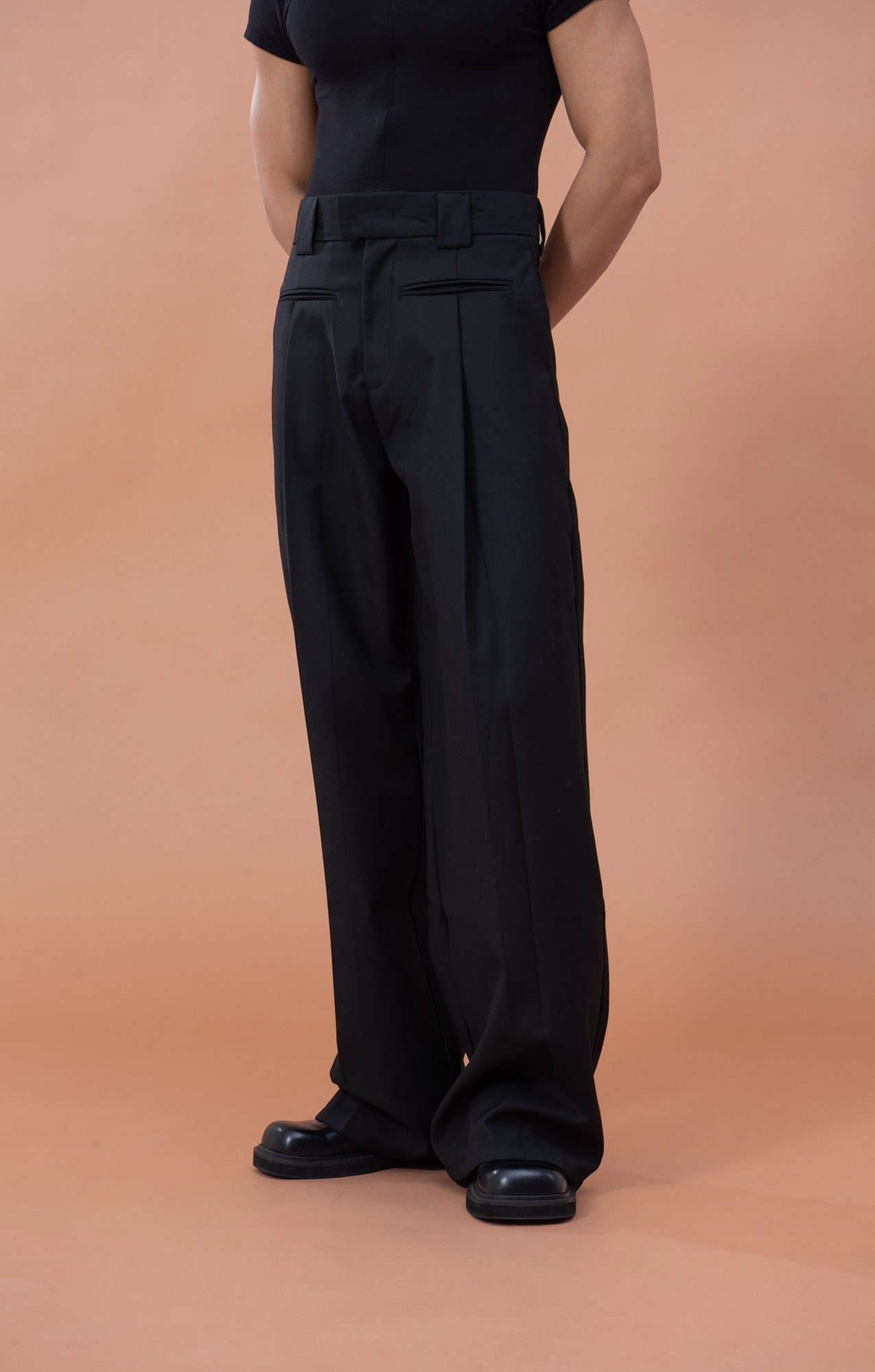 CLP Classic High-Waist Straight-Leg Pants-Pants-S-Black-Free Shipping Leatheretro