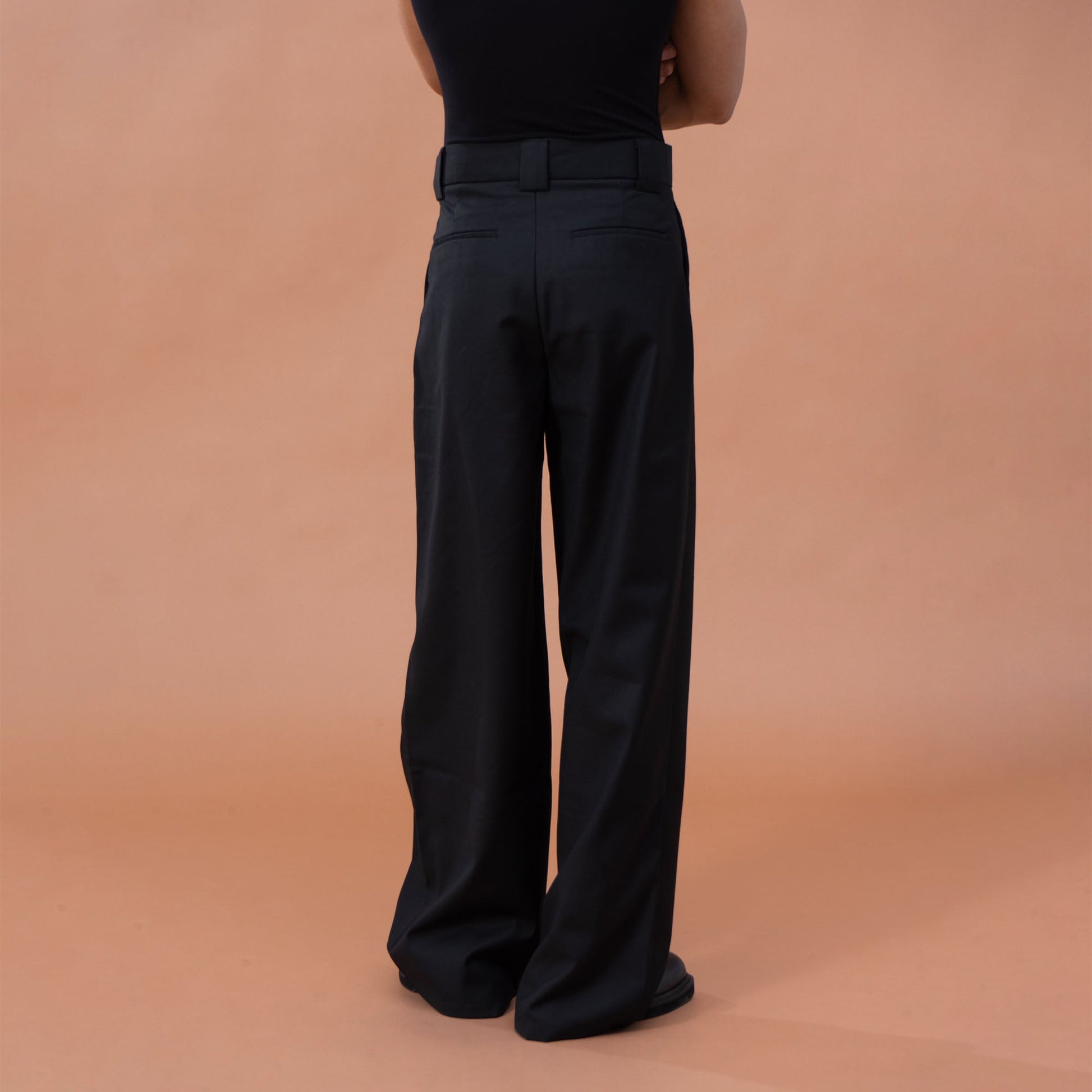 CLP Classic High-Waist Straight-Leg Pants-Pants-S-Black-Free Shipping Leatheretro