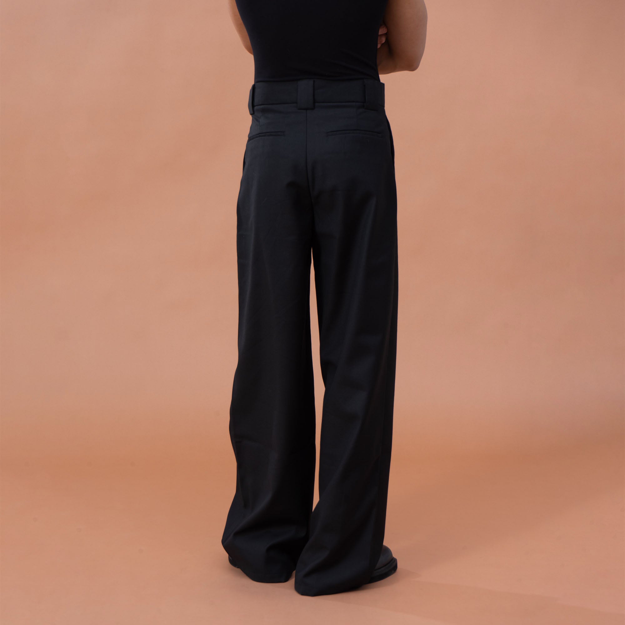 CLP Classic High-Waist Straight-Leg Pants-Pants-S-Black-Free Shipping Leatheretro