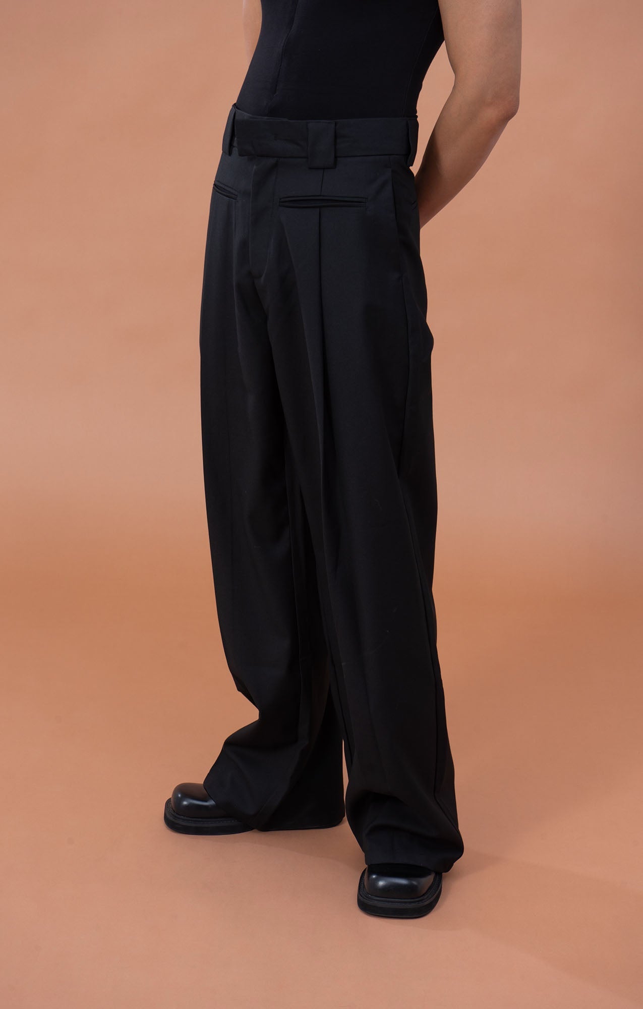 CLP Classic High-Waist Straight-Leg Pants-Pants-S-Black-Free Shipping Leatheretro