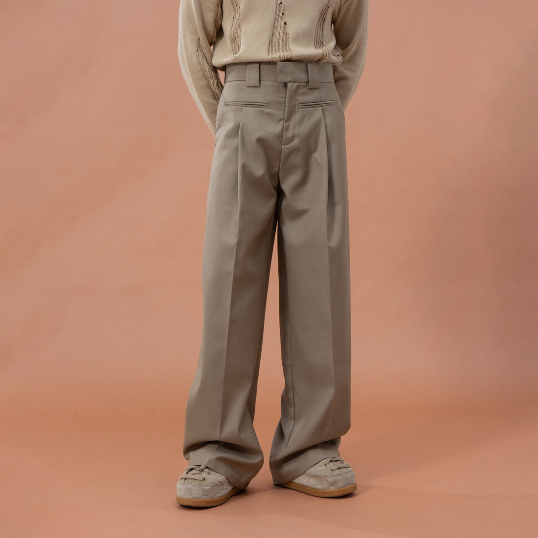 CLP Classic High-Waist Straight-Leg Pants-Pants-S-Black-Free Shipping Leatheretro