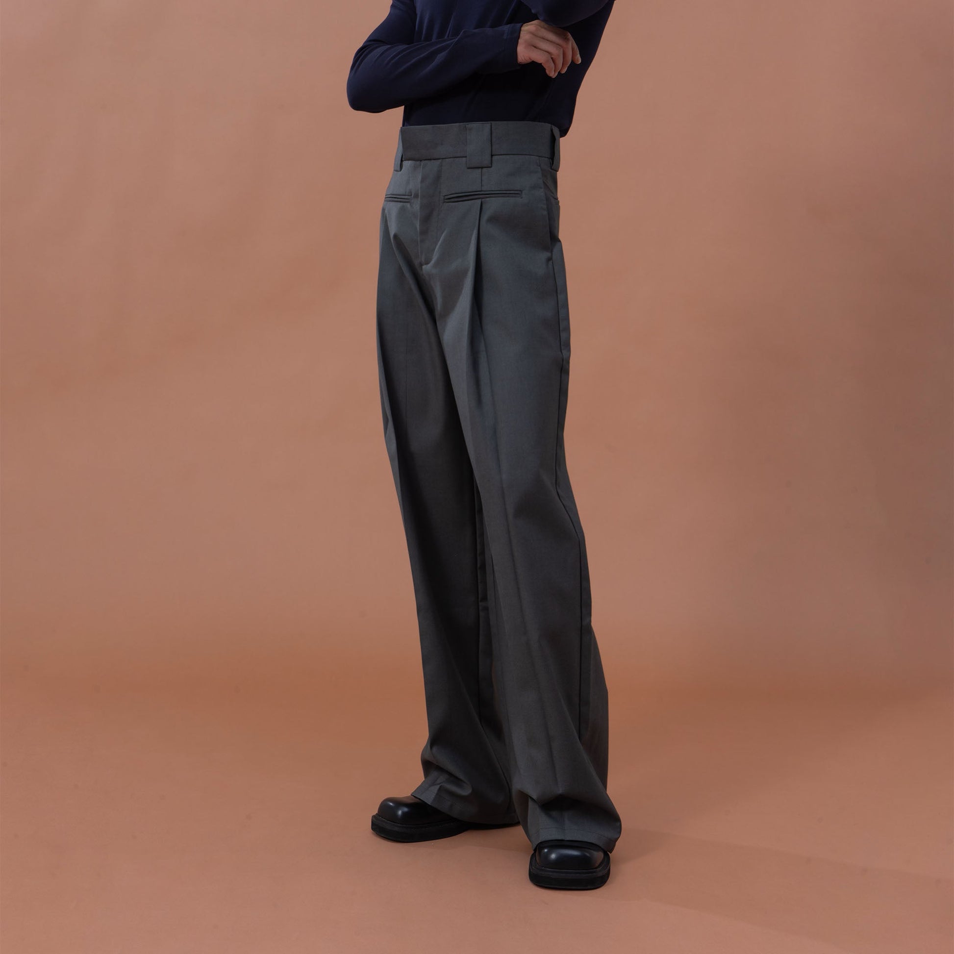 CLP Classic High-Waist Straight-Leg Pants-Pants-S-Black-Free Shipping Leatheretro