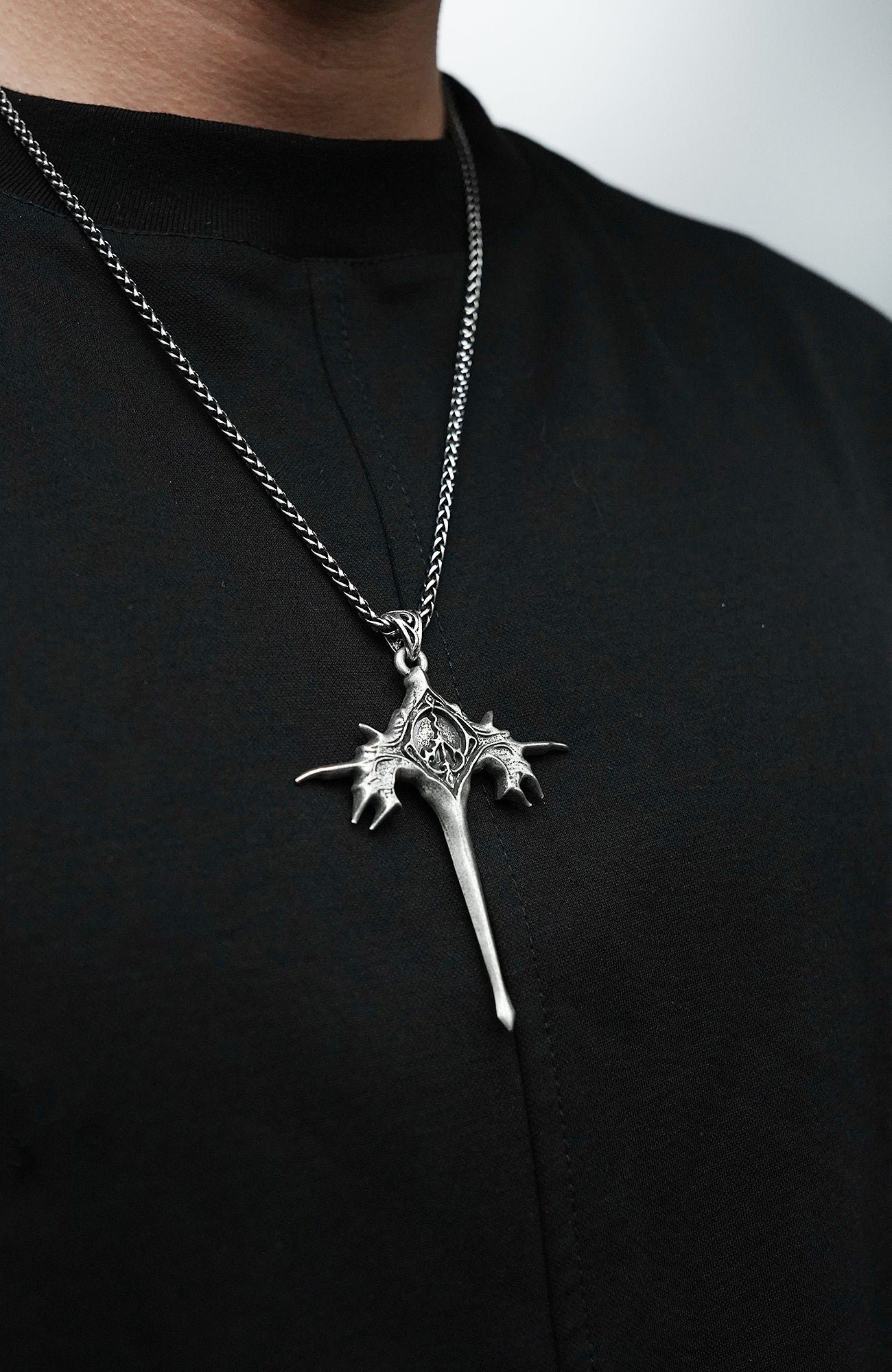 SSIN7 Thorn Cross Pendant Necklace-Necklace-One Size-Free Shipping Leatheretro