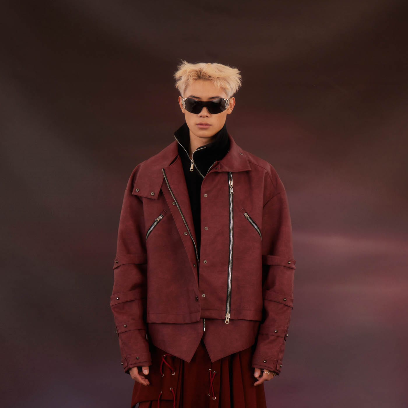 KADAKADA Swallowtail Rivet Zipper Faux Leather Jacket-Jacket-M-Free Shipping Leatheretro