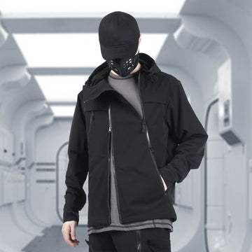 SILENSTORM Asymmetrical Multi-Zip Hooded Jacket-Jacket-S-Free Shipping Leatheretro