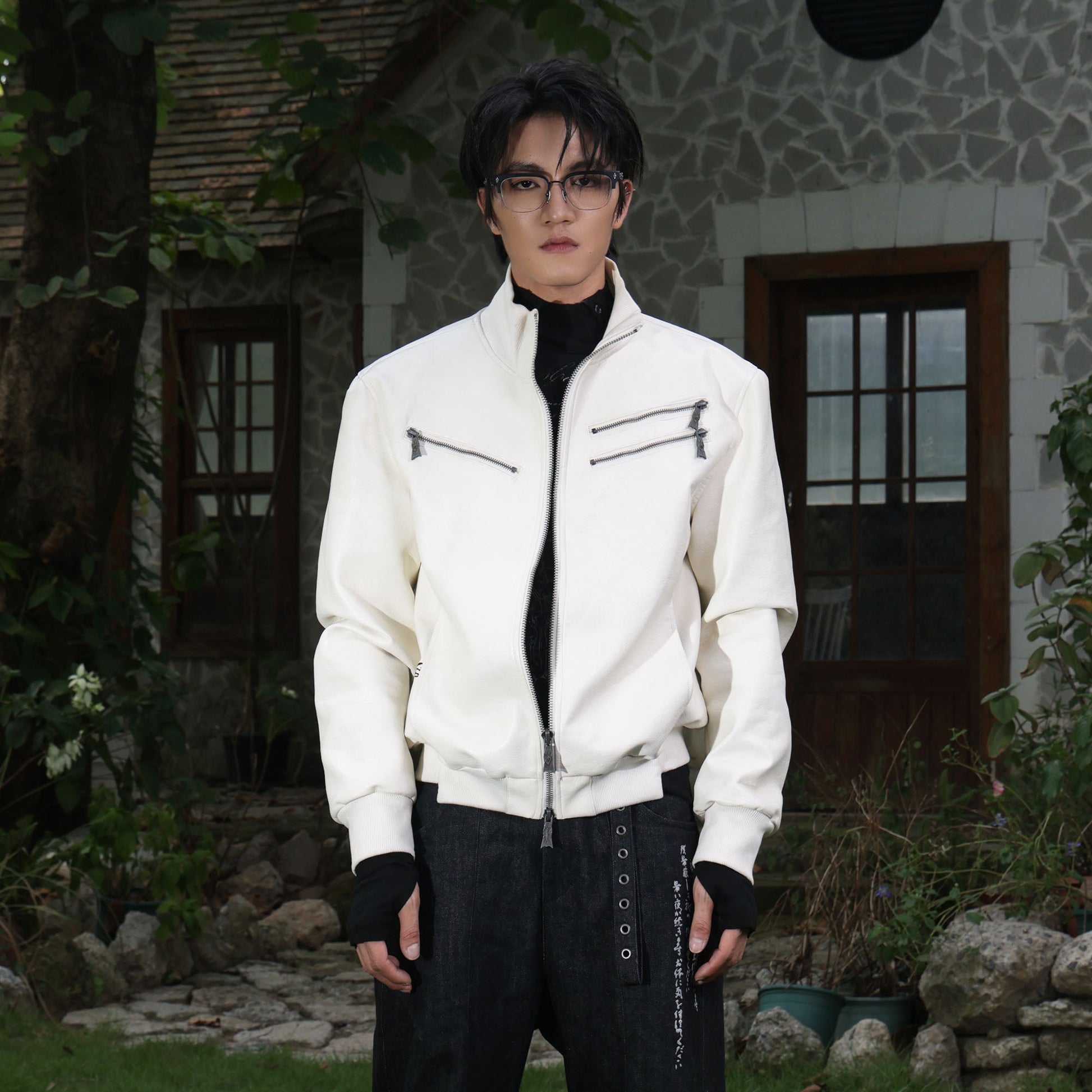 FLYERRER Thorned Eye Graphic Faux Leather Jacket-Jacket-S (Preorder)-Free Shipping Leatheretro