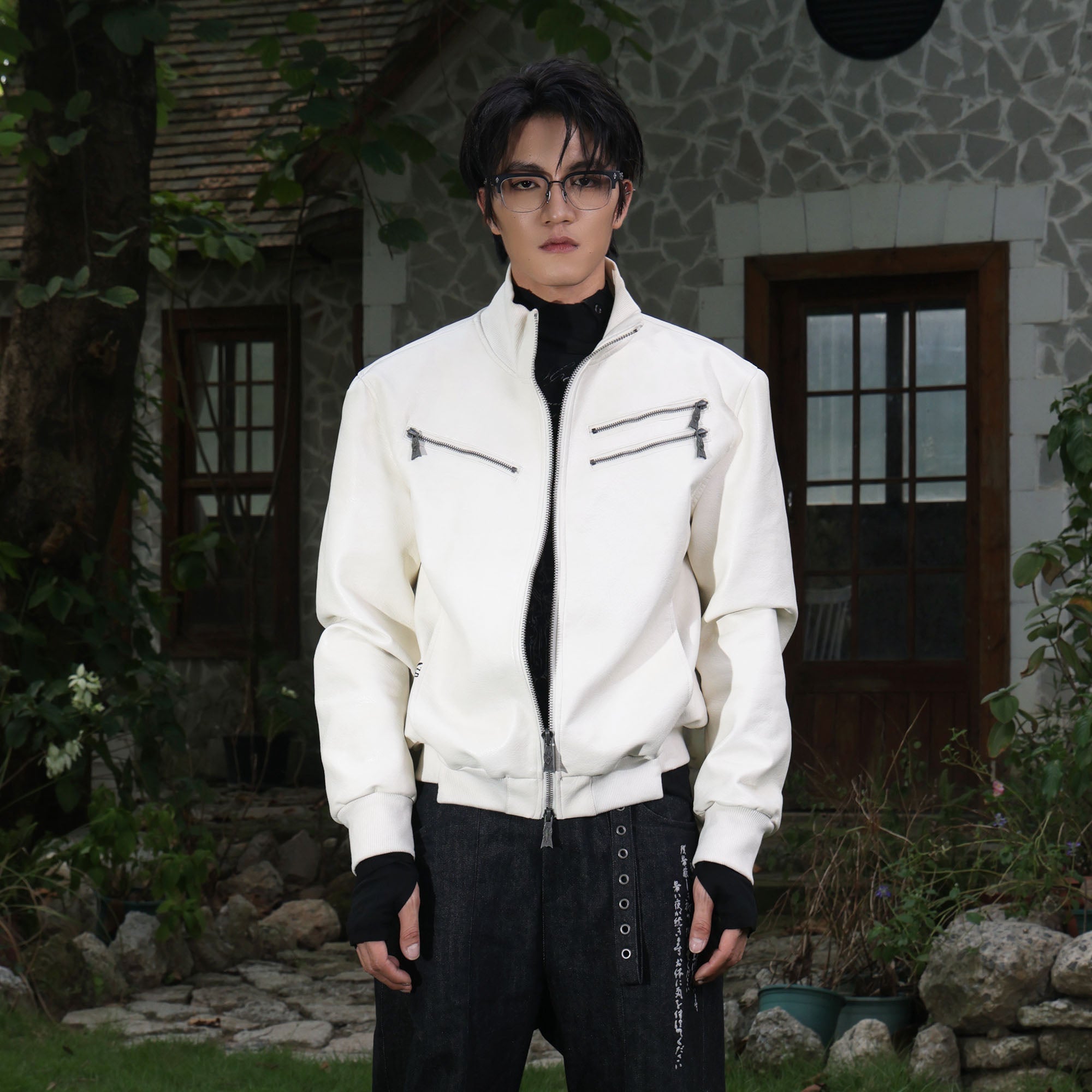 FLYERRER Thorned Eye Graphic Faux Leather Jacket-Jacket-S (Preorder)-Free Shipping Leatheretro