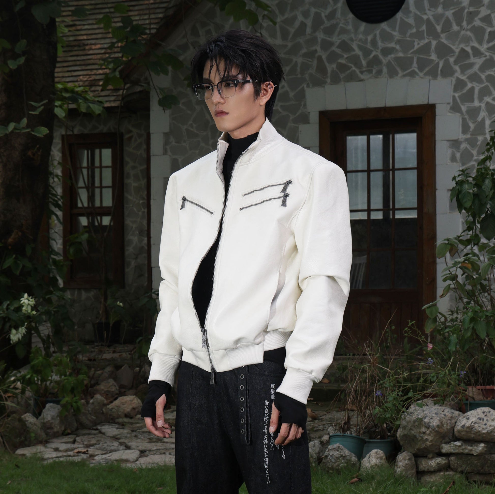 FLYERRER Thorned Eye Graphic Faux Leather Jacket-Jacket-S (Preorder)-Free Shipping Leatheretro