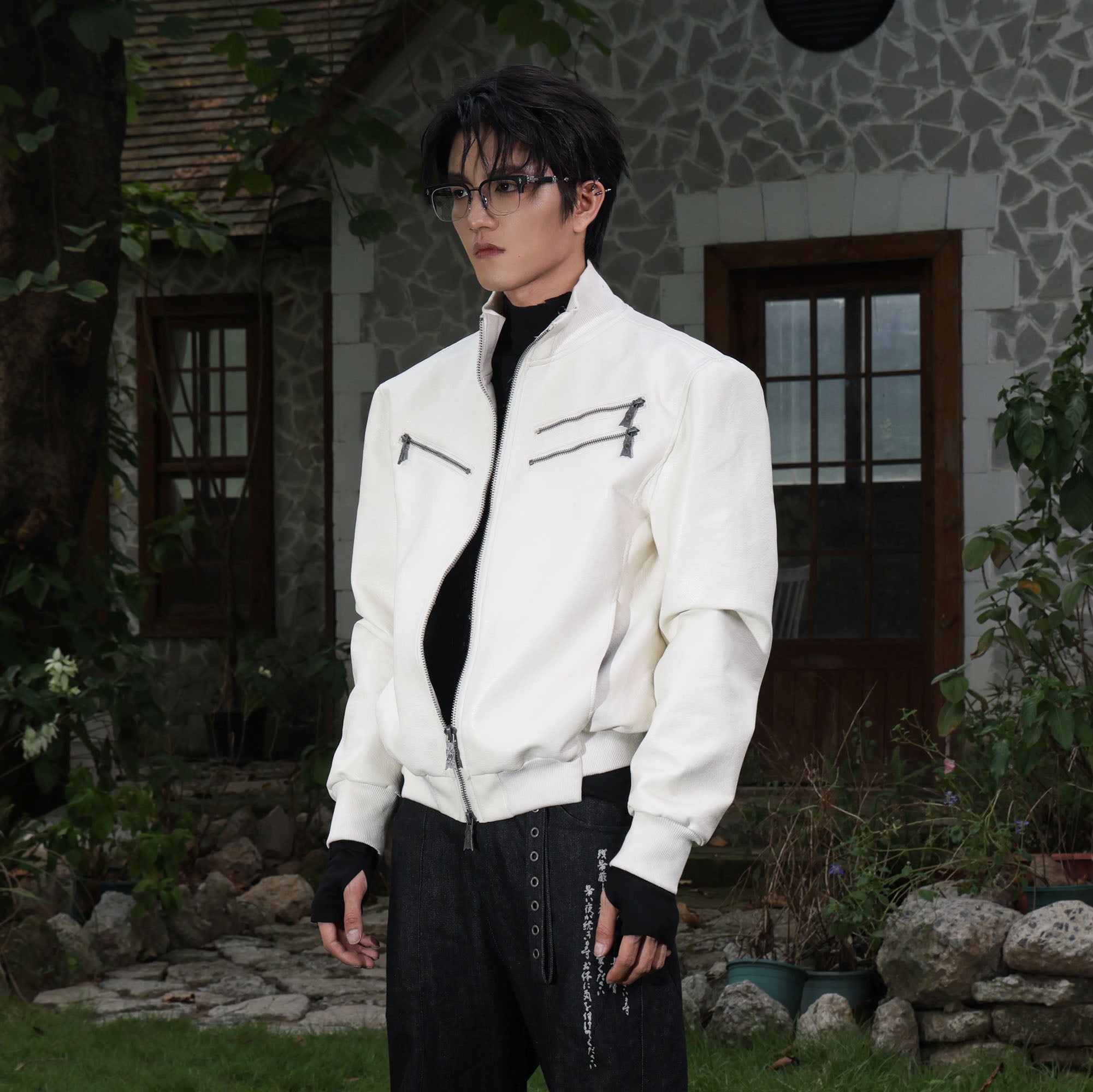 FLYERRER Thorned Eye Graphic Faux Leather Jacket-Jacket-S (Preorder)-Free Shipping Leatheretro