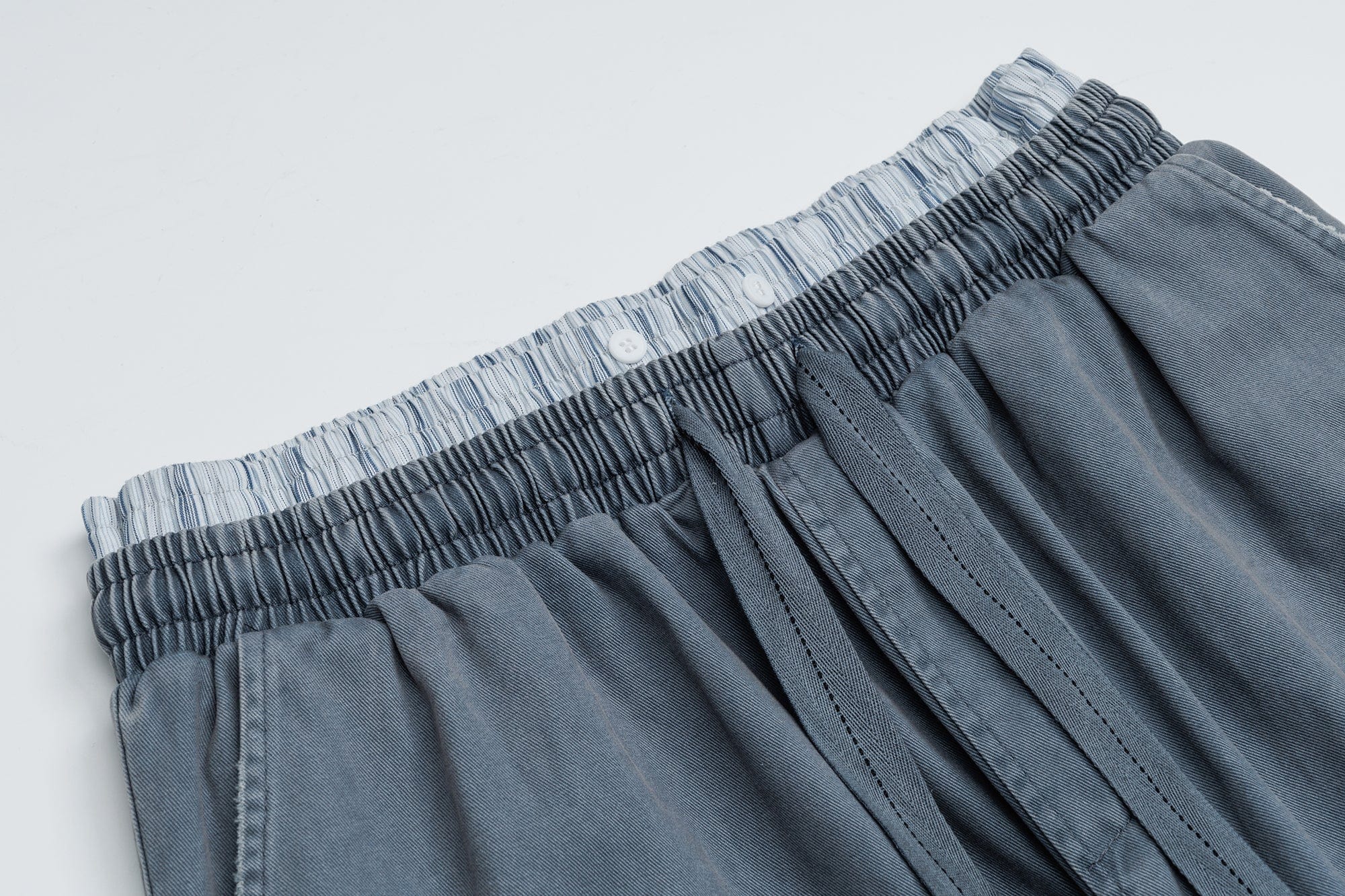 OVDY Layered-Waist Distressed Straight-Leg Pants-Pants-Blue-S-Free Shipping Leatheretro