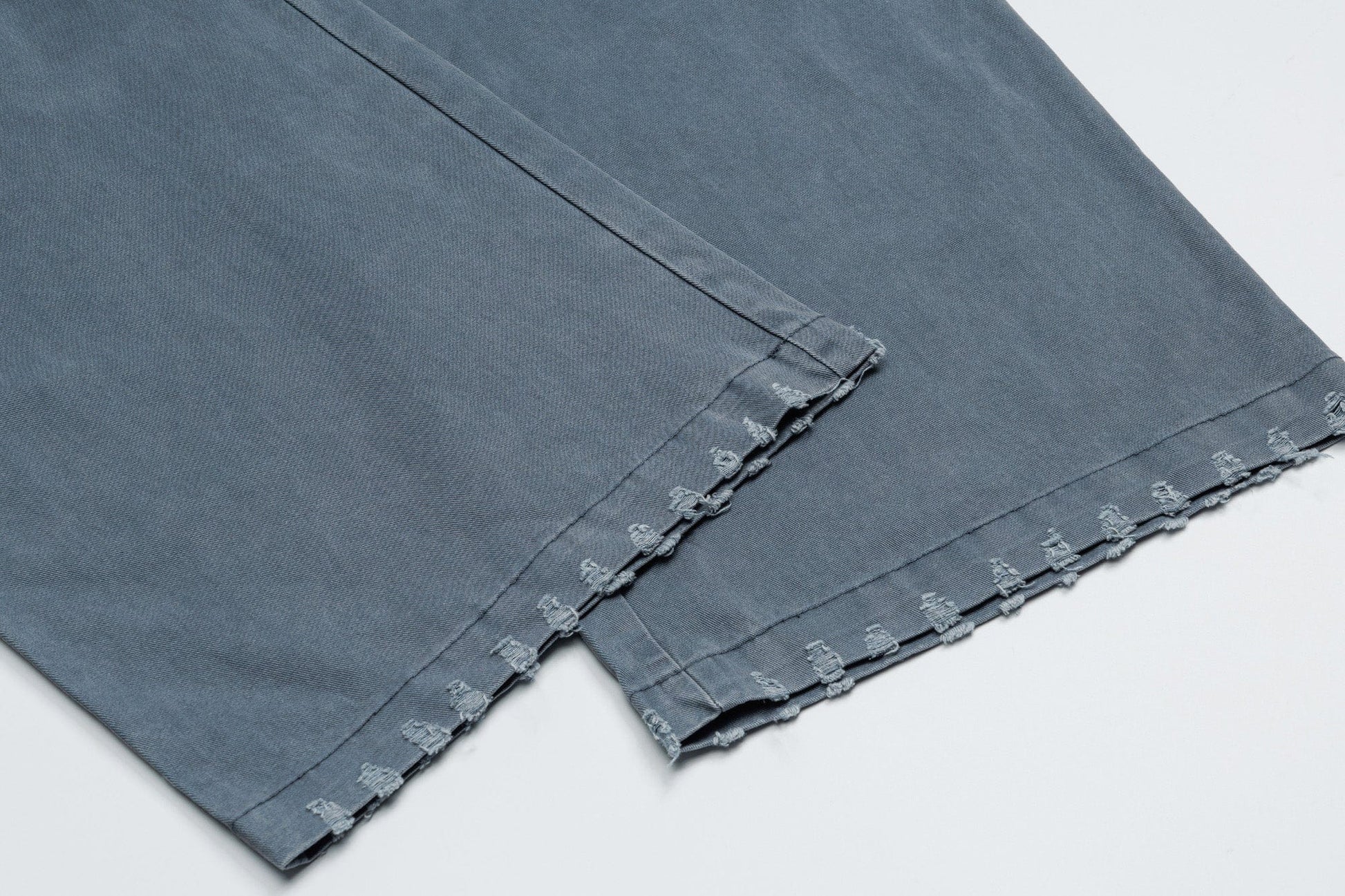 OVDY Layered-Waist Distressed Straight-Leg Pants-Pants-Blue-S-Free Shipping Leatheretro