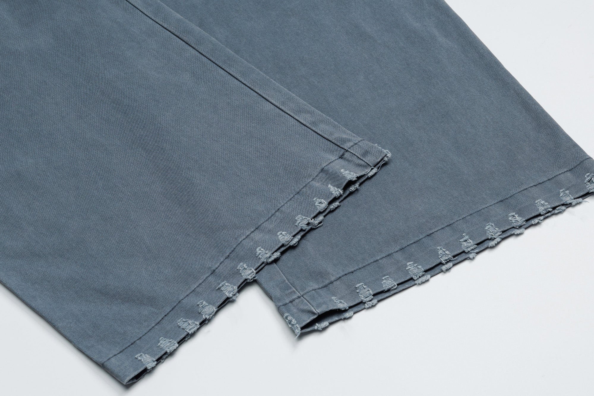 OVDY Layered-Waist Distressed Straight-Leg Pants-Pants-Blue-S-Free Shipping Leatheretro
