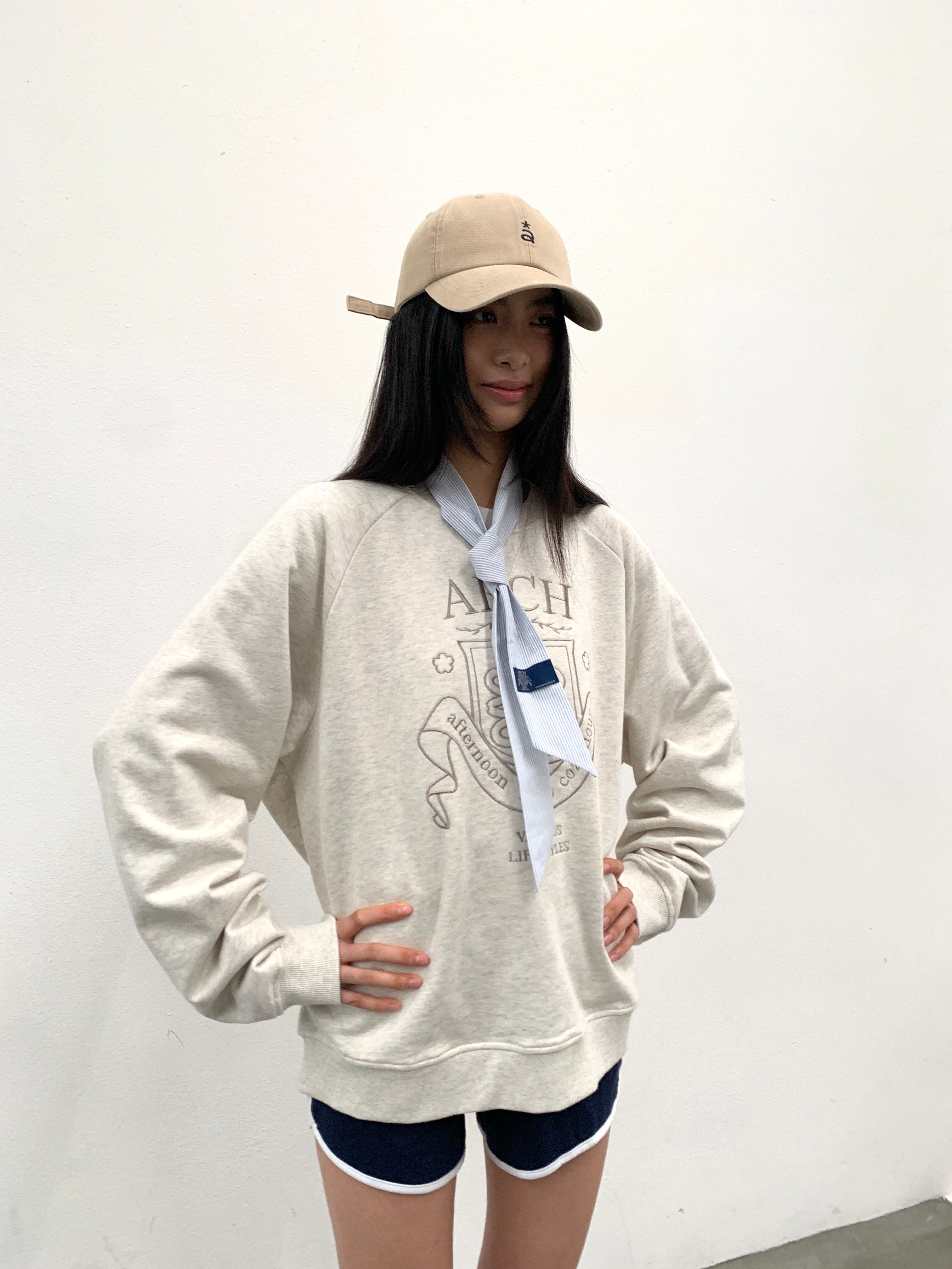 ROARINGWILD A ARCH Collegiate Loopback Raglan Sweatshirt-Sweatshirt-XS-Beige-Free Shipping Leatheretro