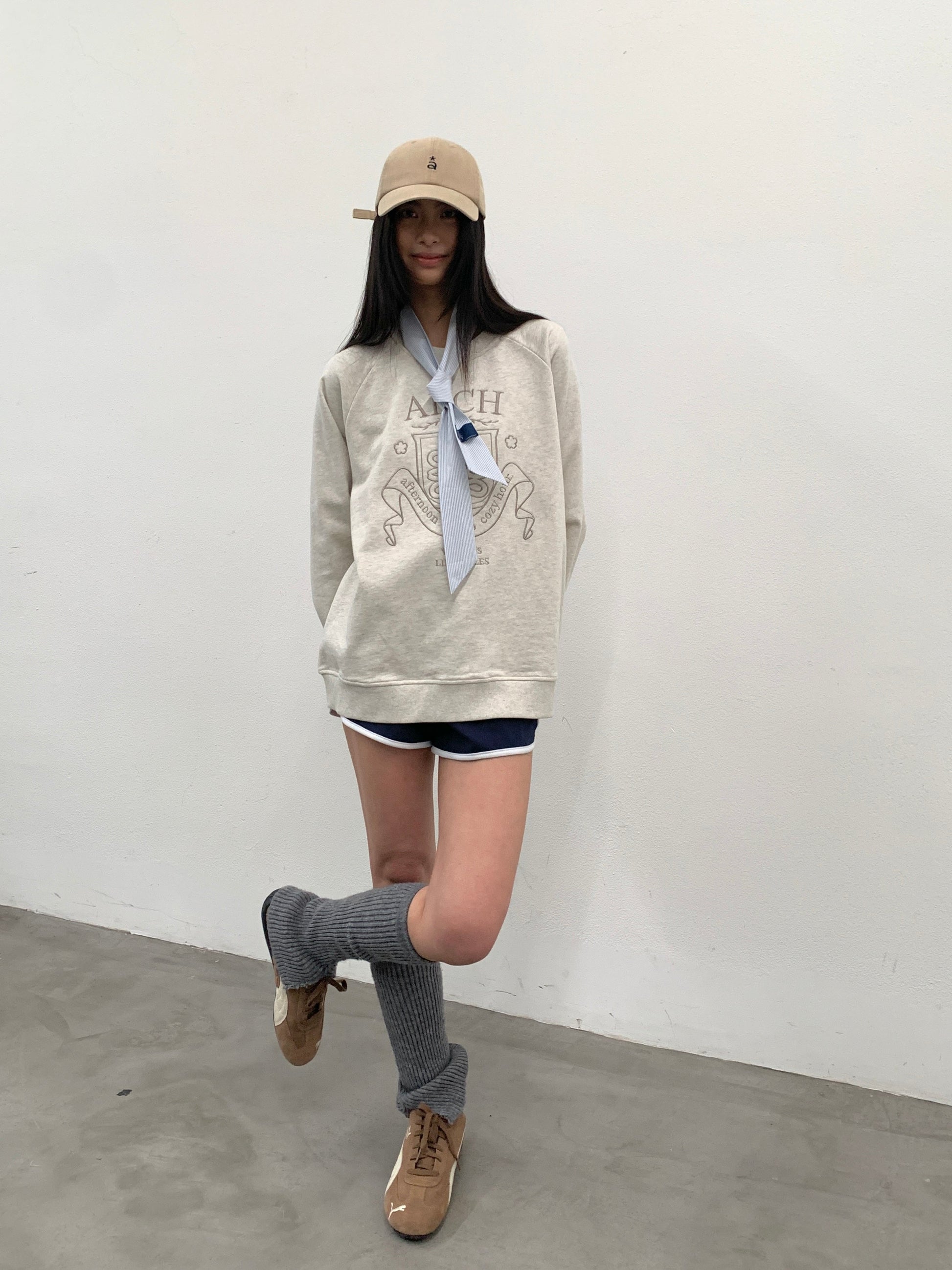 ROARINGWILD A ARCH Collegiate Loopback Raglan Sweatshirt-Sweatshirt-XS-Beige-Free Shipping Leatheretro