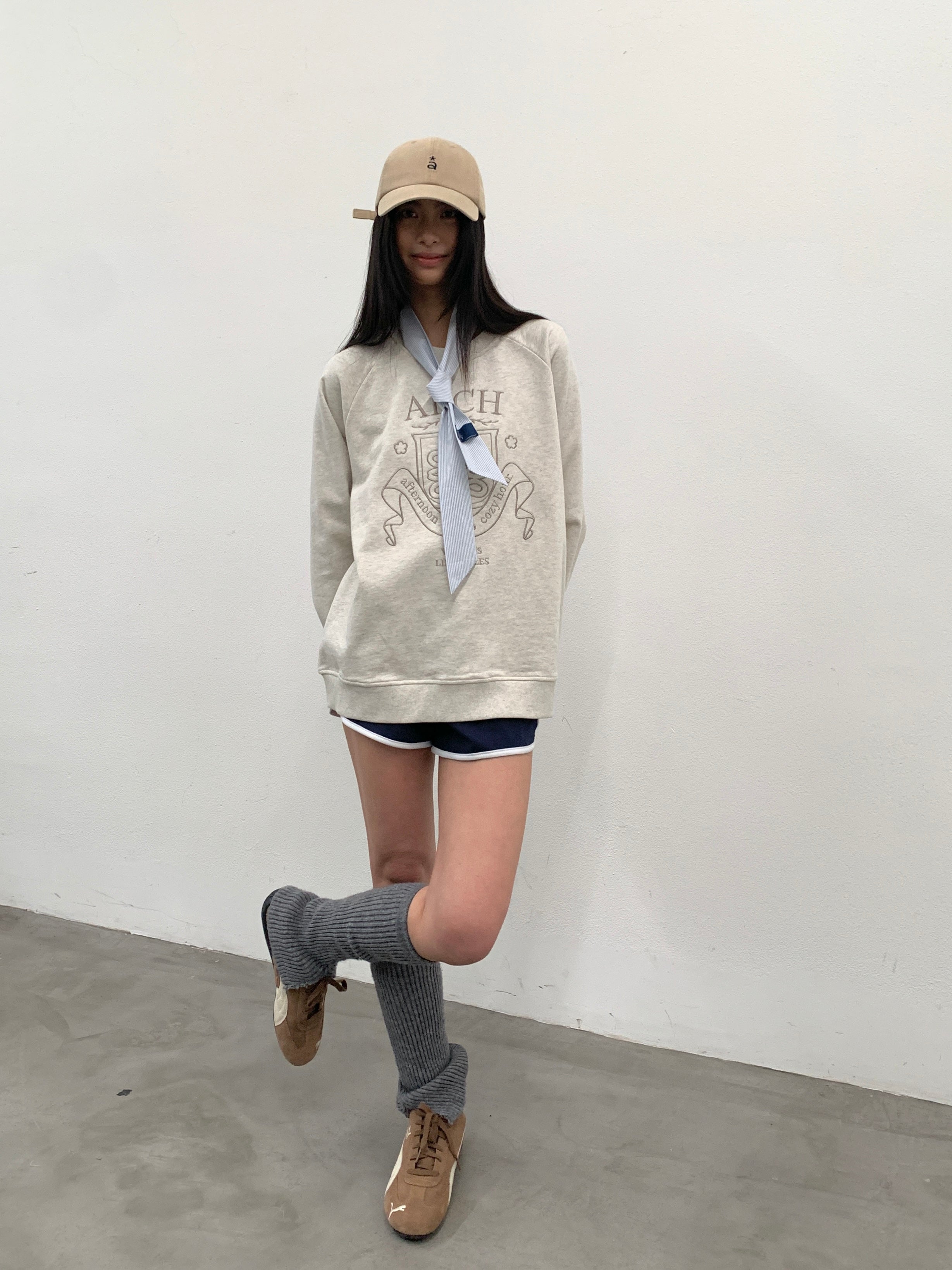 ROARINGWILD A ARCH Collegiate Loopback Raglan Sweatshirt-Sweatshirt-XS-Beige-Free Shipping Leatheretro