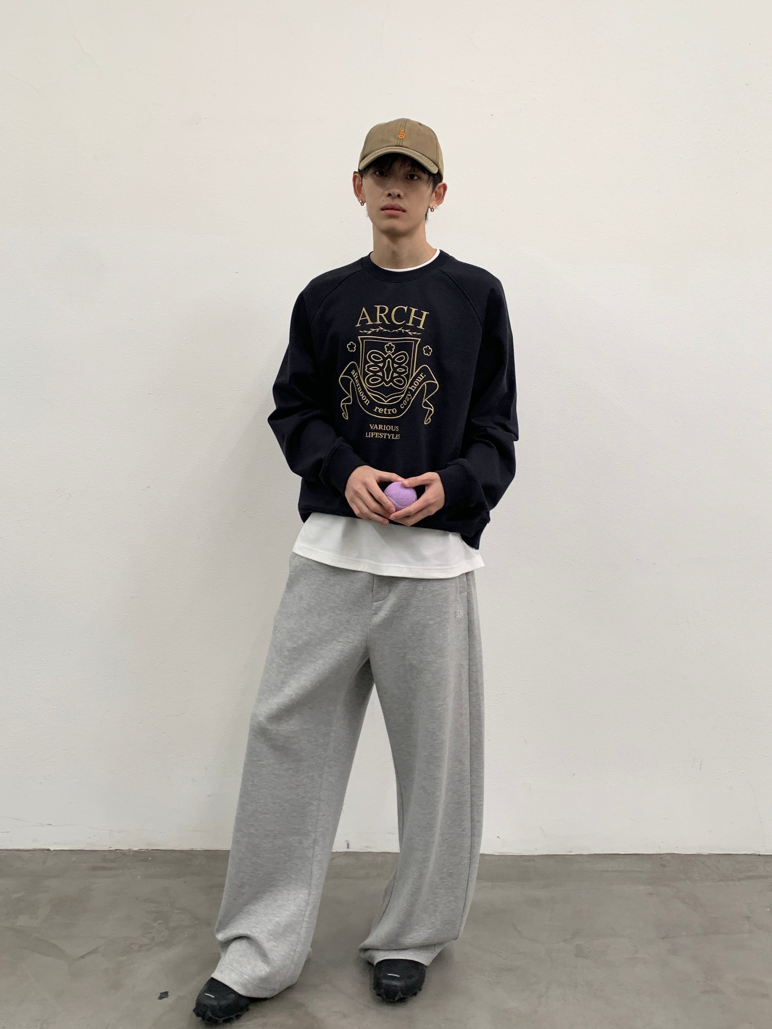 ROARINGWILD A ARCH Collegiate Loopback Raglan Sweatshirt-Sweatshirt-XS-Beige-Free Shipping Leatheretro
