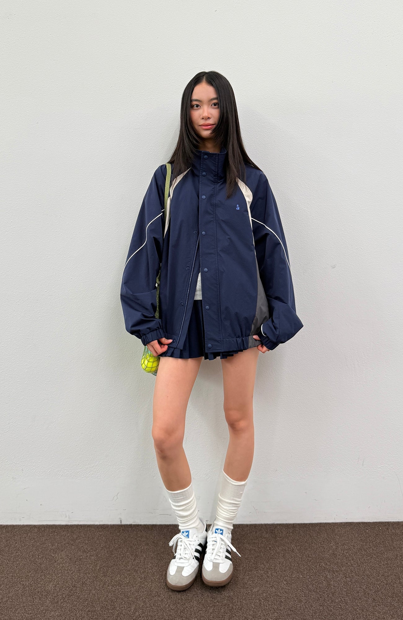 ROARINGWILD A ARCH Embroidered Graphic Raglan Jacket-Jacket-XS-Navy-Free Shipping Leatheretro