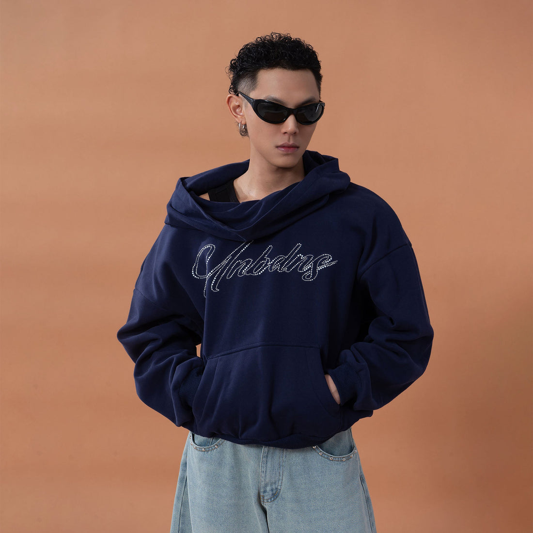 CLP Oversized Cowl-Hood Pearl-Stud Hoodie-Hoodie-S-Gray-Free Shipping Leatheretro