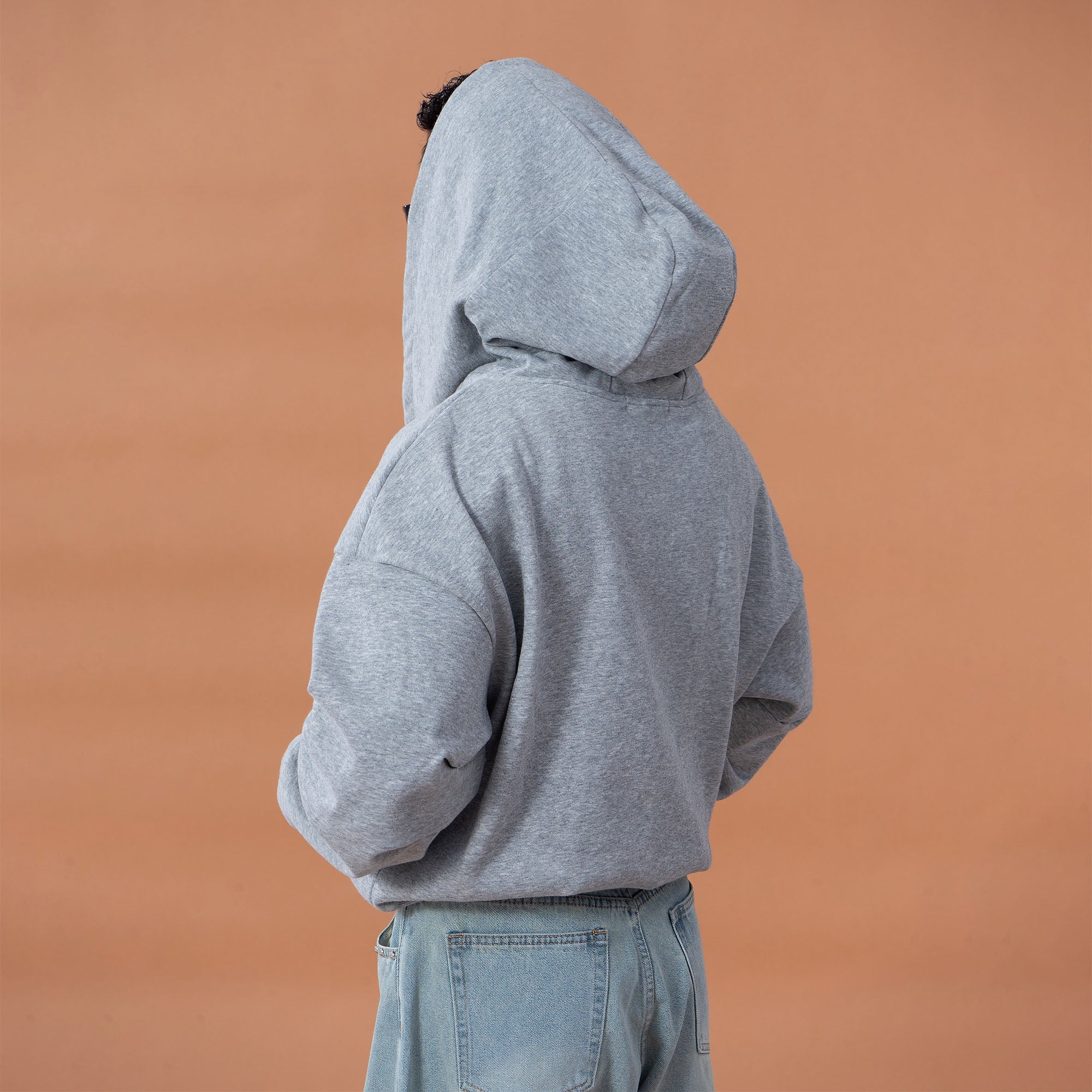 CLP Oversized Cowl-Hood Pearl-Stud Hoodie-Hoodie-S-Gray-Free Shipping Leatheretro