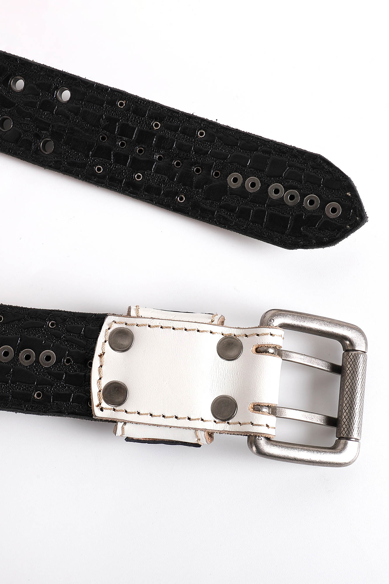 DND4DES Geometric Chain Studded Leather Belt-Belt-One Size-Free Shipping Leatheretro