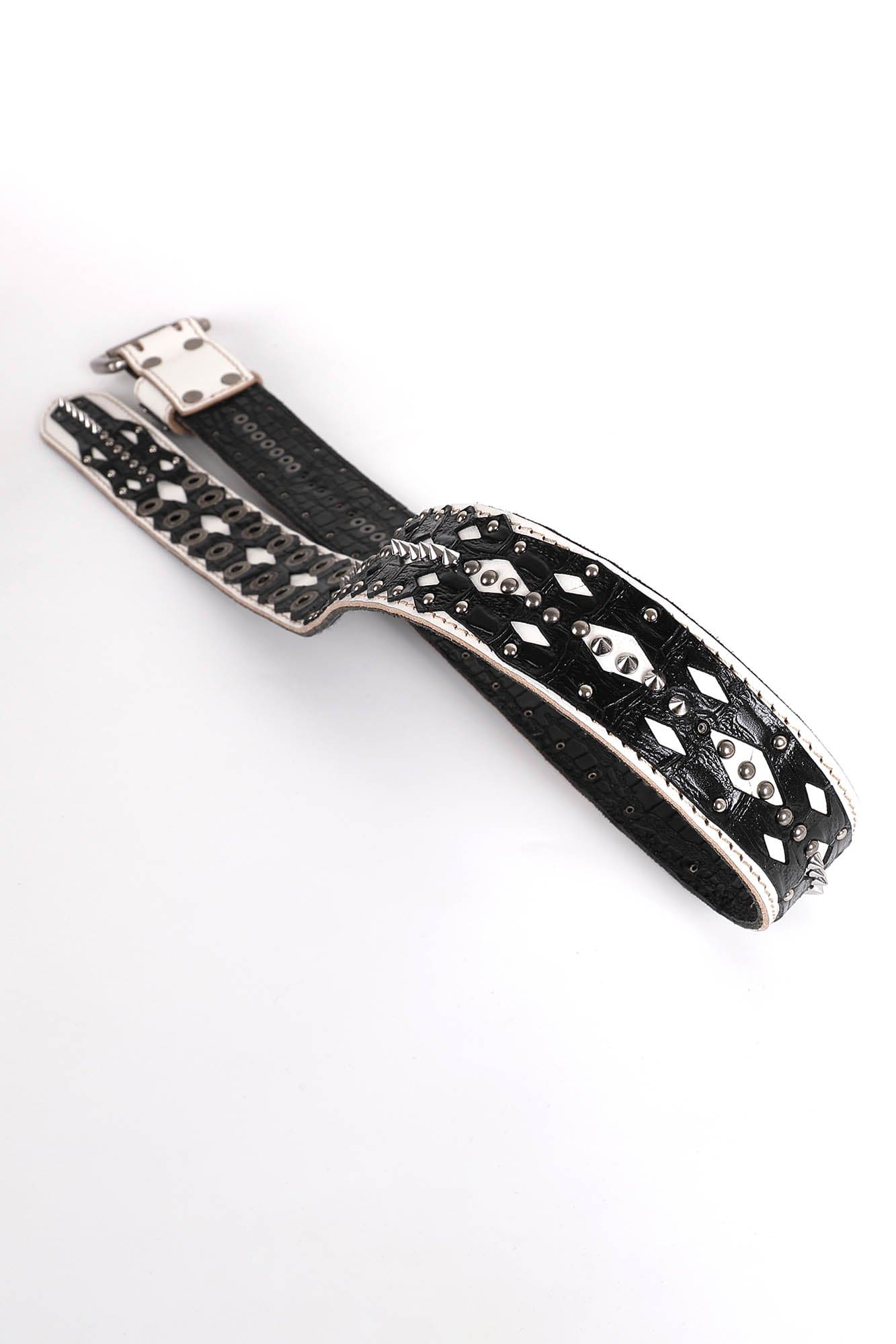 DND4DES Geometric Chain Studded Leather Belt-Belt-One Size-Free Shipping Leatheretro