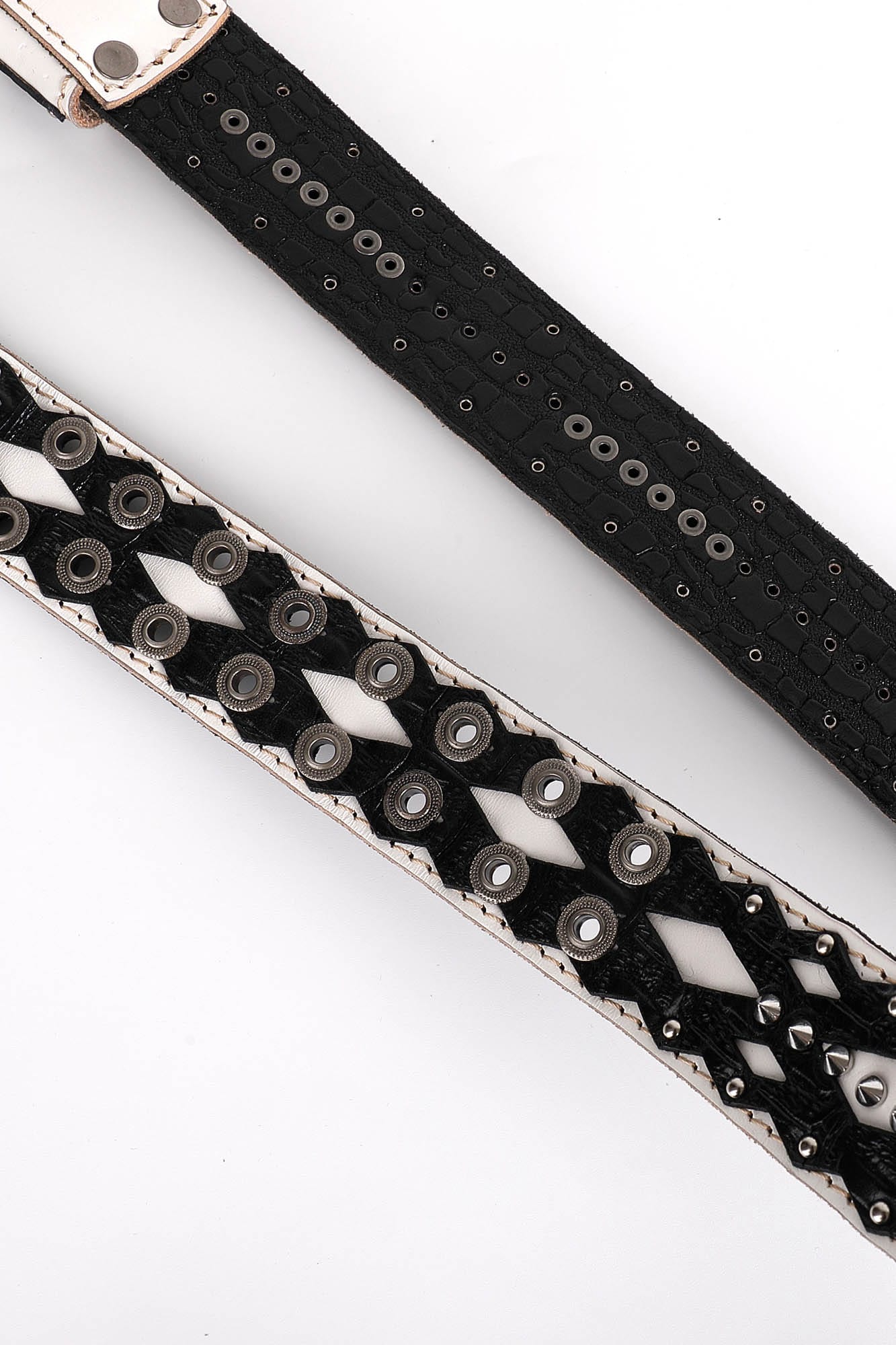 DND4DES Geometric Chain Studded Leather Belt-Belt-One Size-Free Shipping Leatheretro
