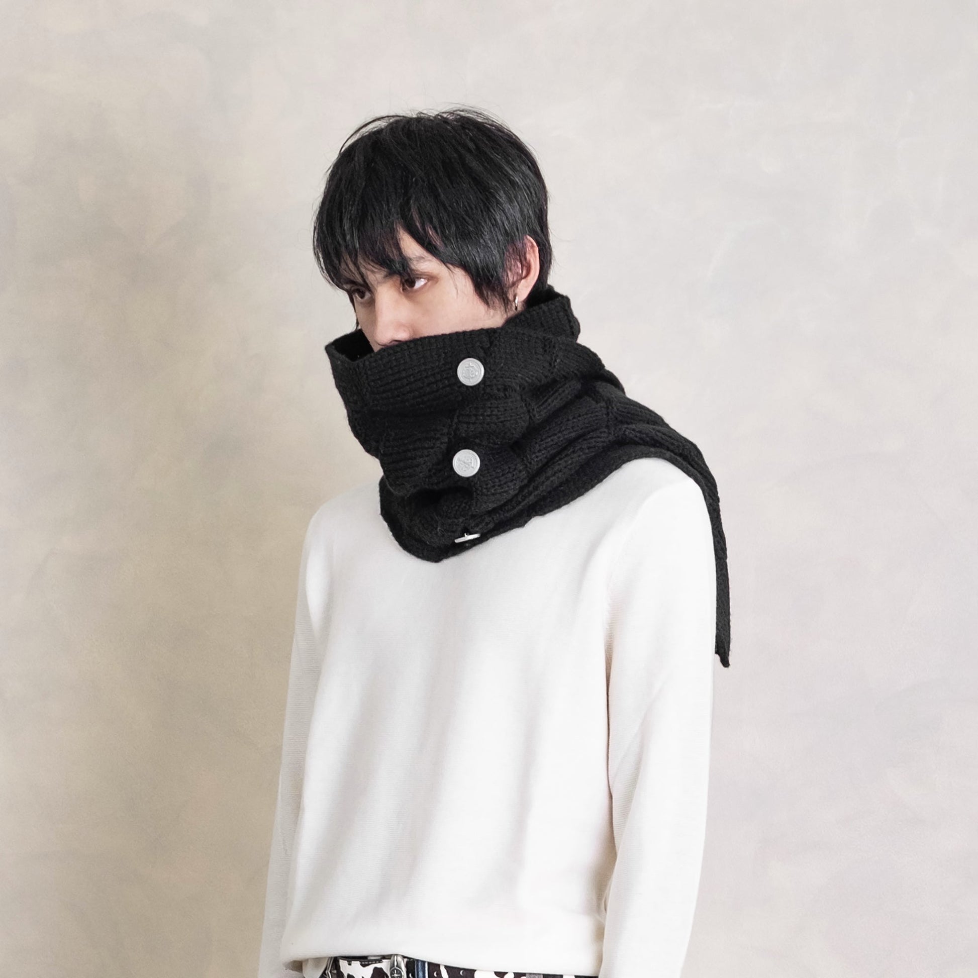 IN EXISTENCE Convertible Coin-Embellished Wool-Blend Scarf-Black-Free Shipping Leatheretro