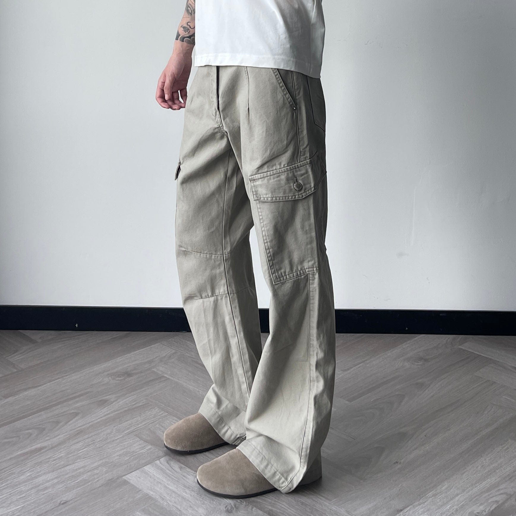 OKAYTHXBYE Washed Button Flap-Pocket Cargo Pants-Pants-Black-S-Free Shipping Leatheretro