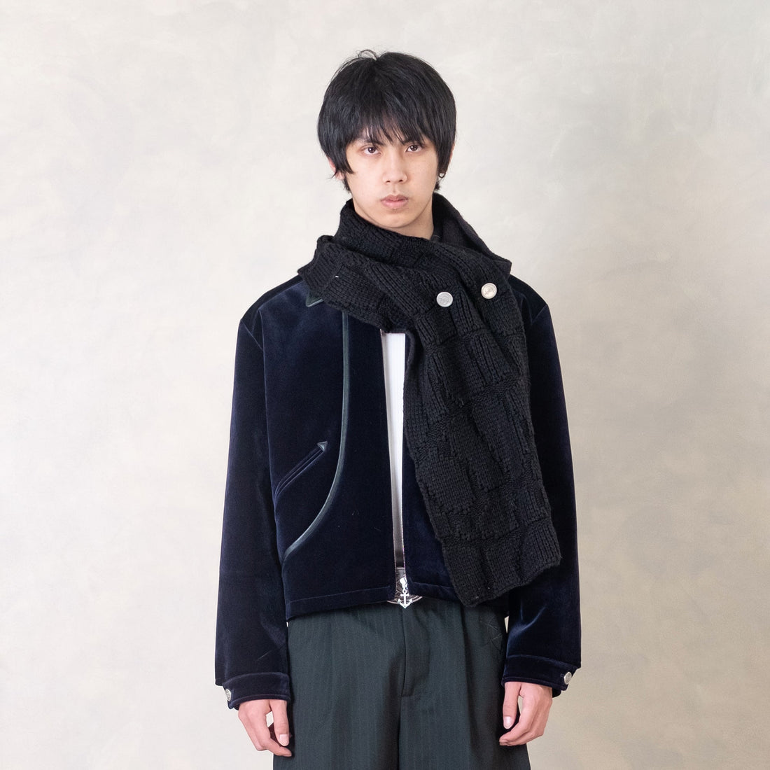 IN EXISTENCE Convertible Coin-Embellished Wool-Blend Scarf-Black-Free Shipping Leatheretro