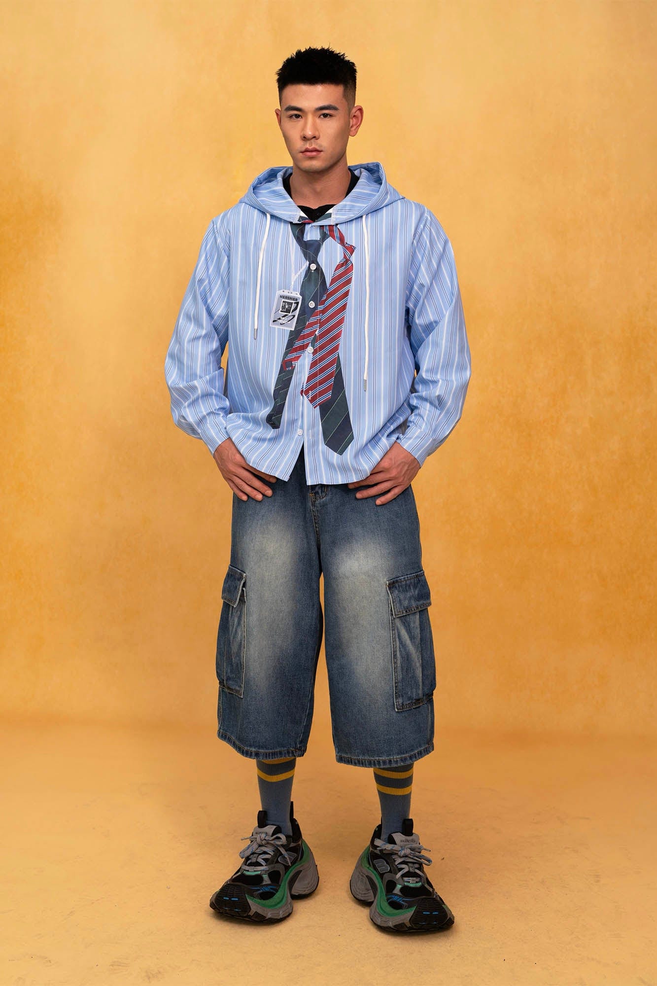 CLP Tie Graphic Striped Hooded Jacket-Jacket-M-Free Shipping Leatheretro