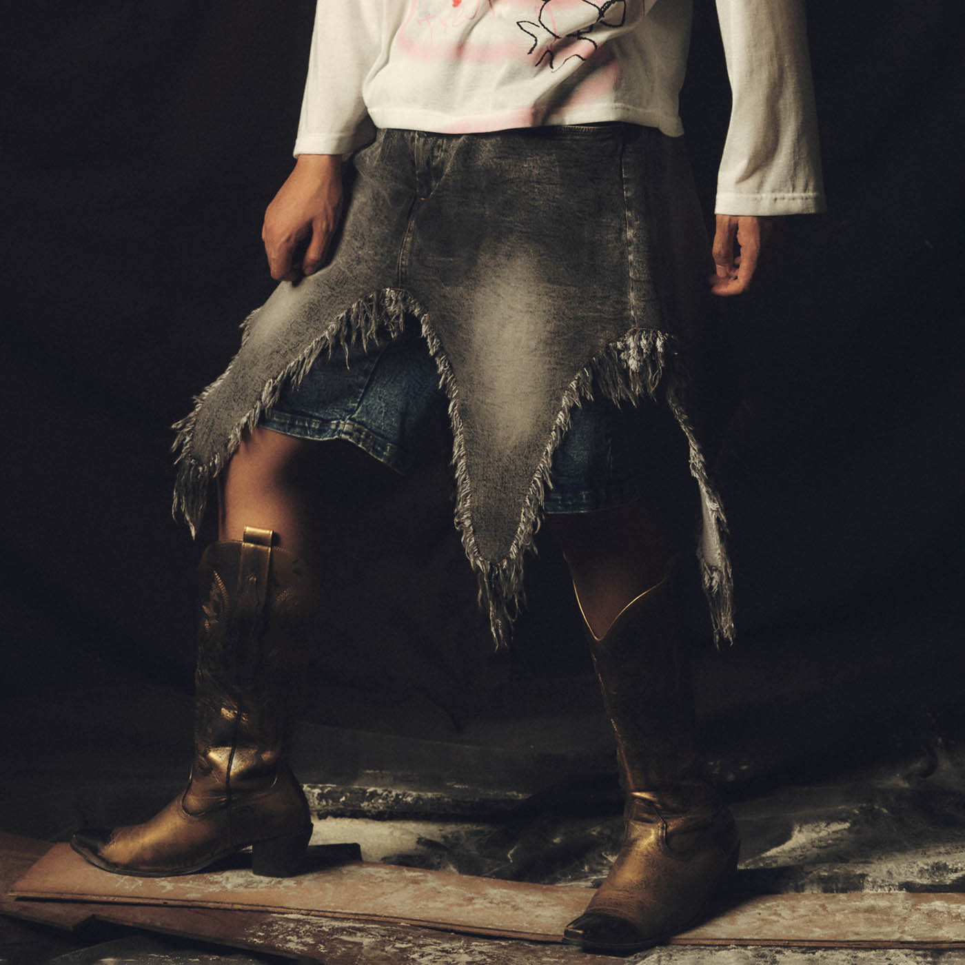 KADAKADA Washed Double-Layer Raw-Edge Shorts-Shorts-S-28"-Free Shipping Leatheretro