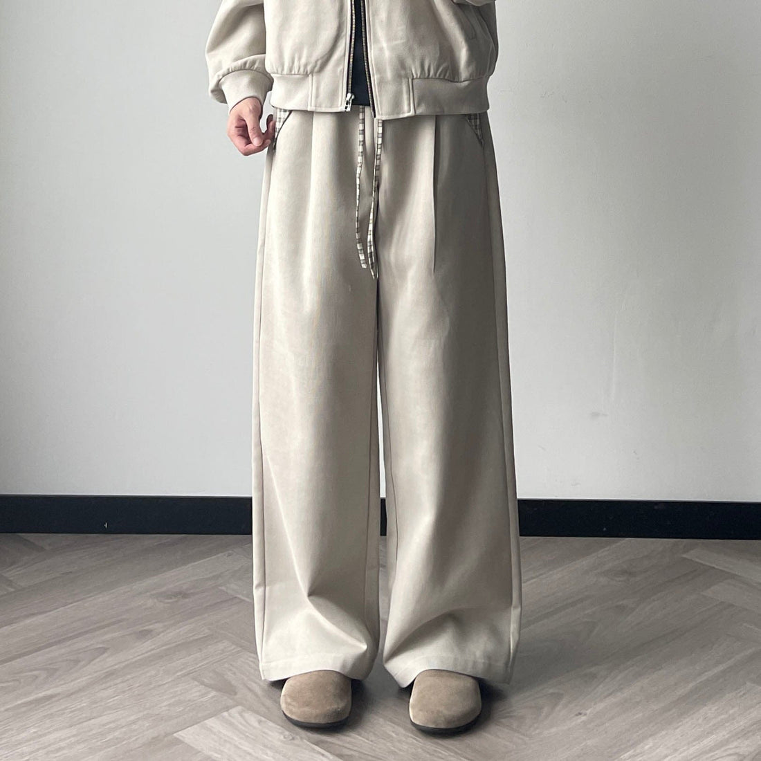 OKAYTHXBYE Plaid Layered Waist Drawstring Sweatpants-Pants-S-Black-Free Shipping Leatheretro