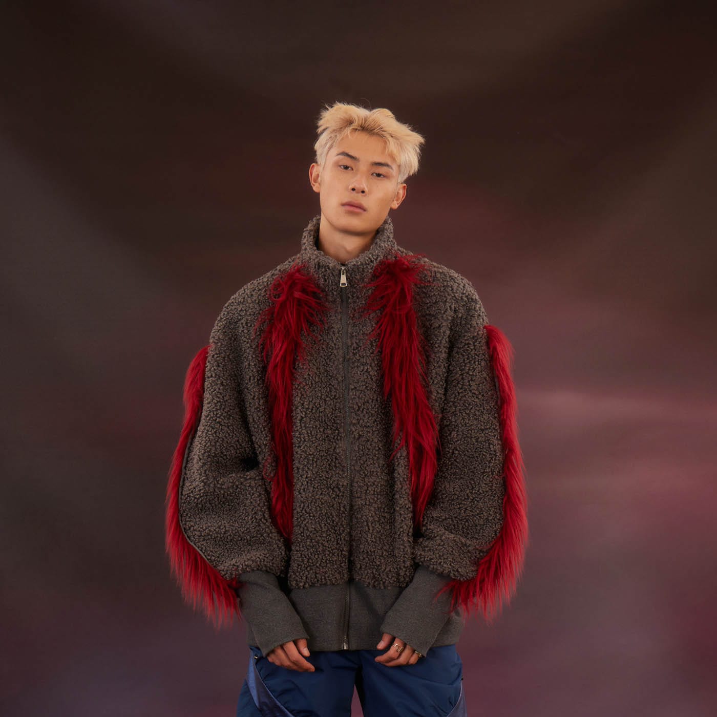 KADAKADA Faux Fur Spliced Oversized Fleece Jacket-Jacket-M-Free Shipping Leatheretro