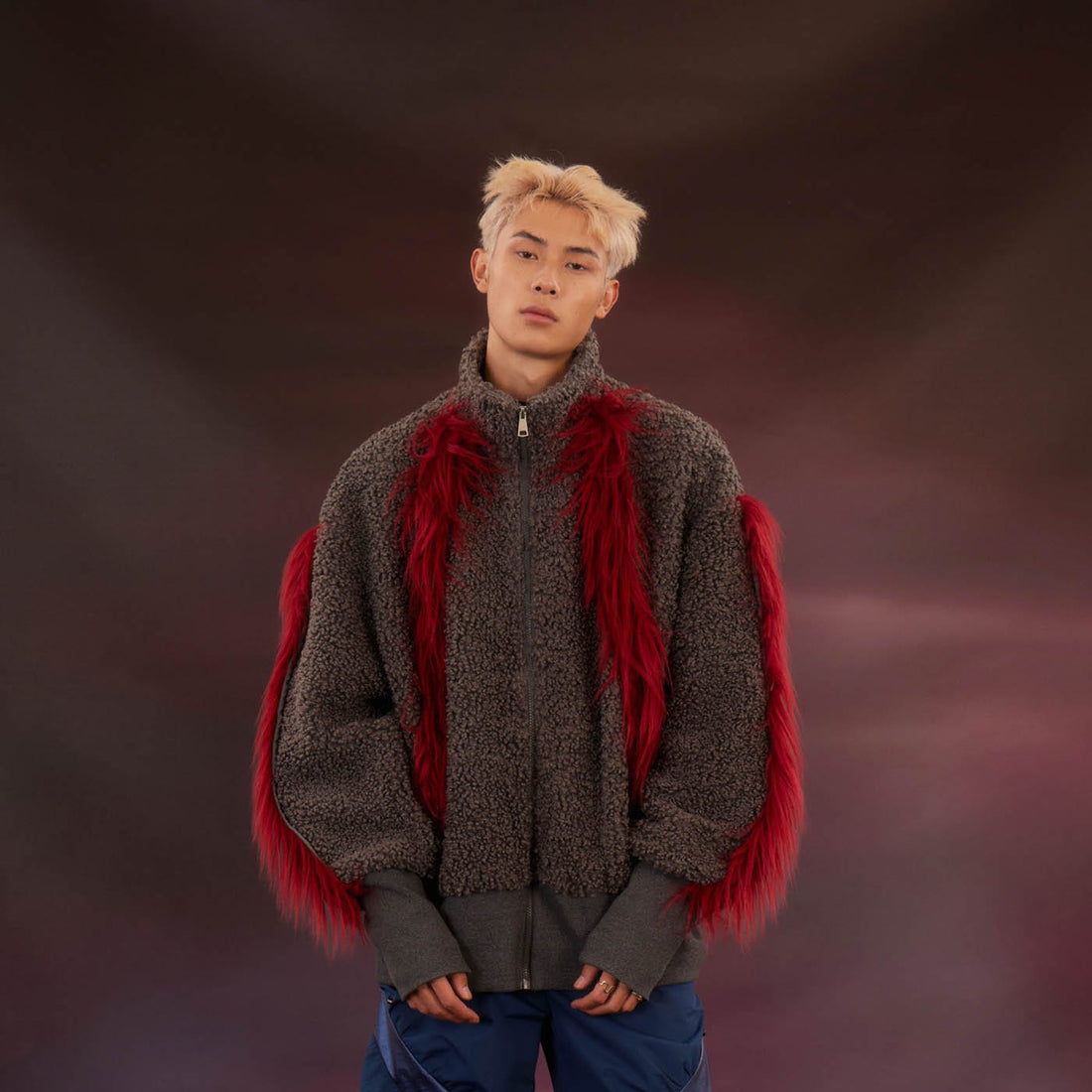 KADAKADA Faux Fur Spliced Oversized Fleece Jacket-Jacket-M-Free Shipping Leatheretro