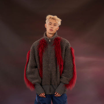 KADAKADA Faux Fur Spliced Oversized Fleece Jacket-Jacket-M-Free Shipping Leatheretro