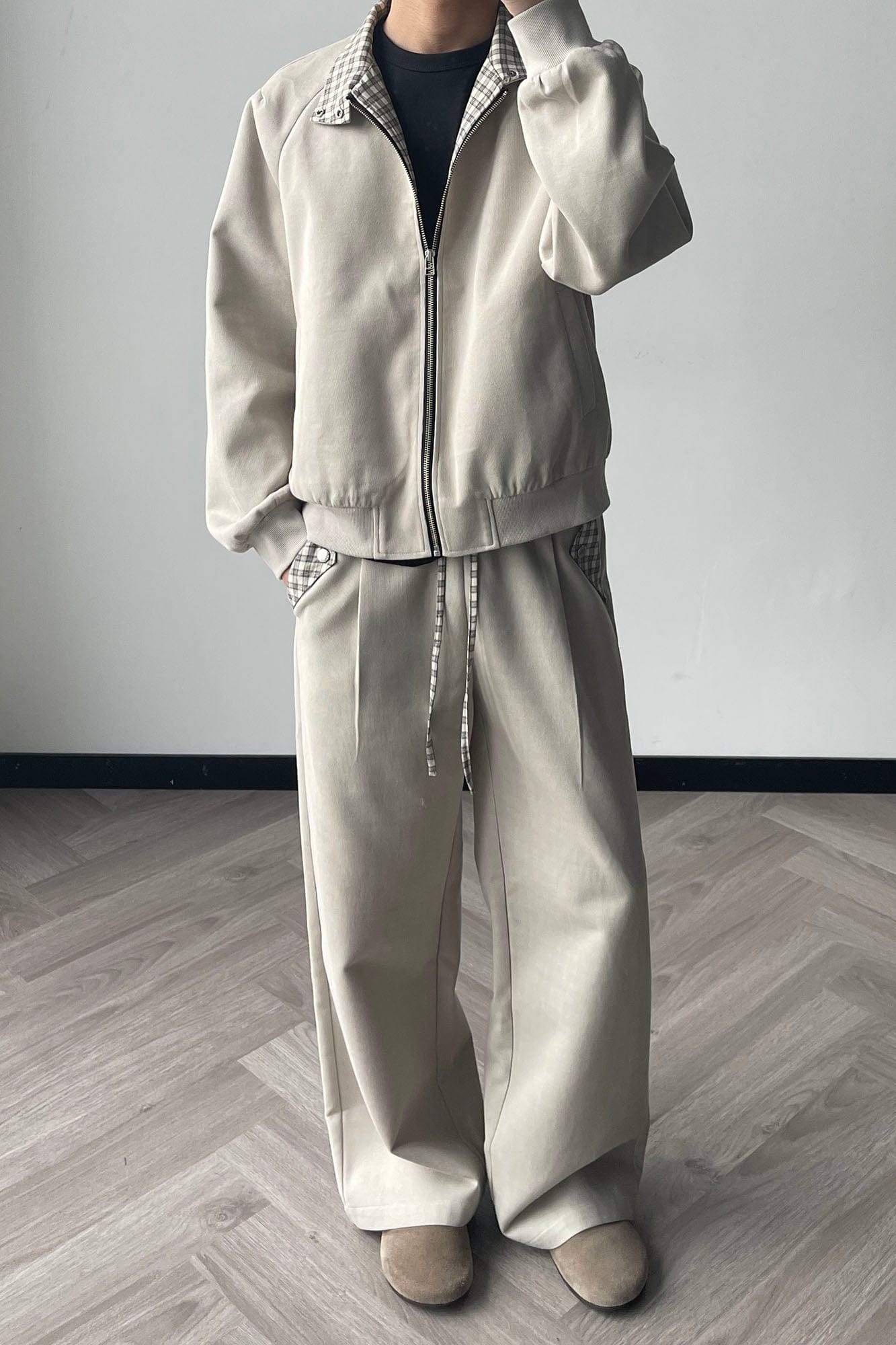 OKAYTHXBYE Plaid Layered Waist Drawstring Sweatpants-Pants-S-Black-Free Shipping Leatheretro