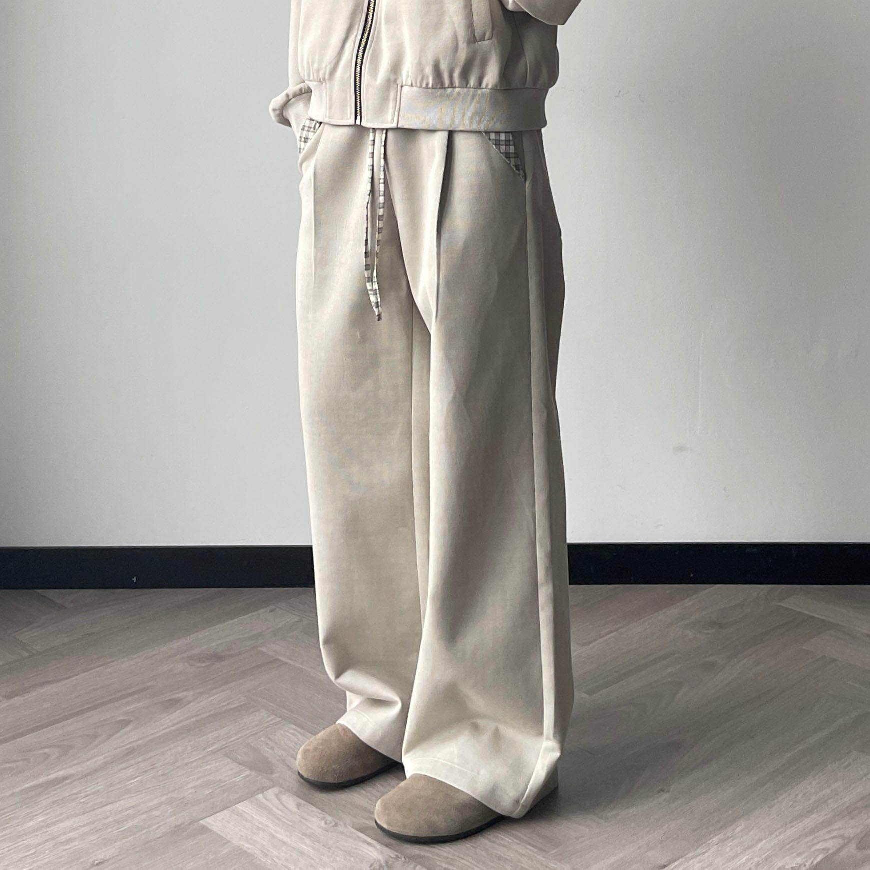 OKAYTHXBYE Plaid Layered Waist Drawstring Sweatpants-Pants-S-Black-Free Shipping Leatheretro