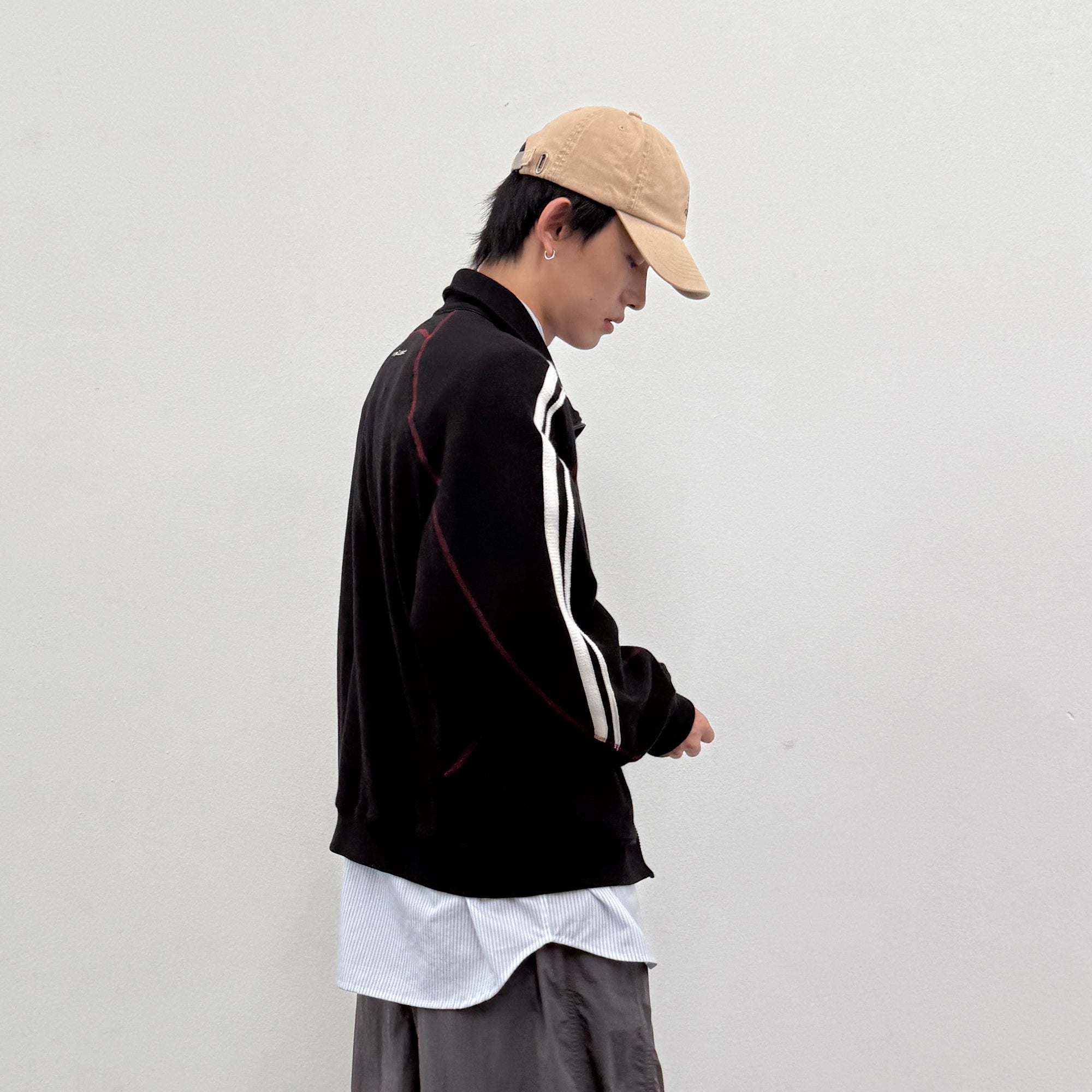 ROARINGWILD A ARCH Retro Stripe Raglan Track Jacket-Jacket-XS-Black-Free Shipping Leatheretro