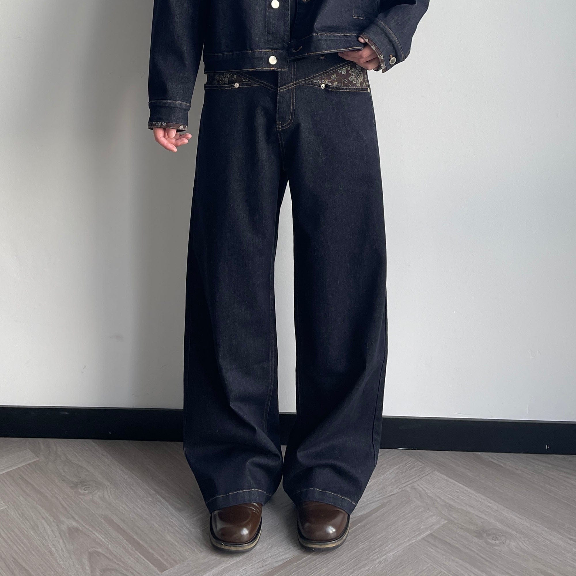 OKAYTHXBYE Floral Paneled Waist Raw Jeans-Jeans-S-Free Shipping Leatheretro