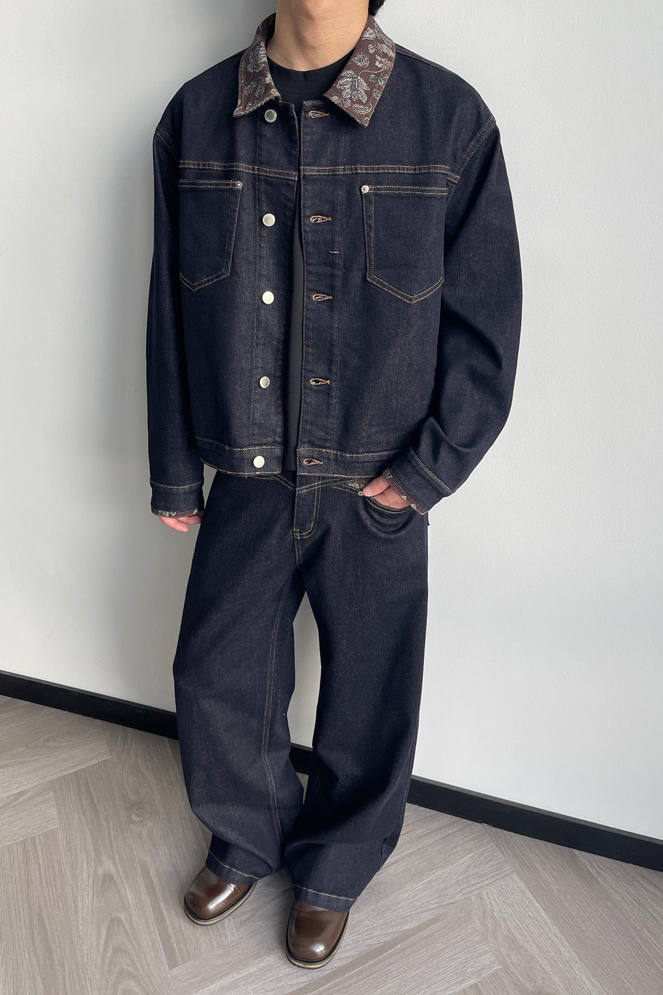 OKAYTHXBYE Floral-Lined Denim Jacket-Jacket-S-Free Shipping Leatheretro