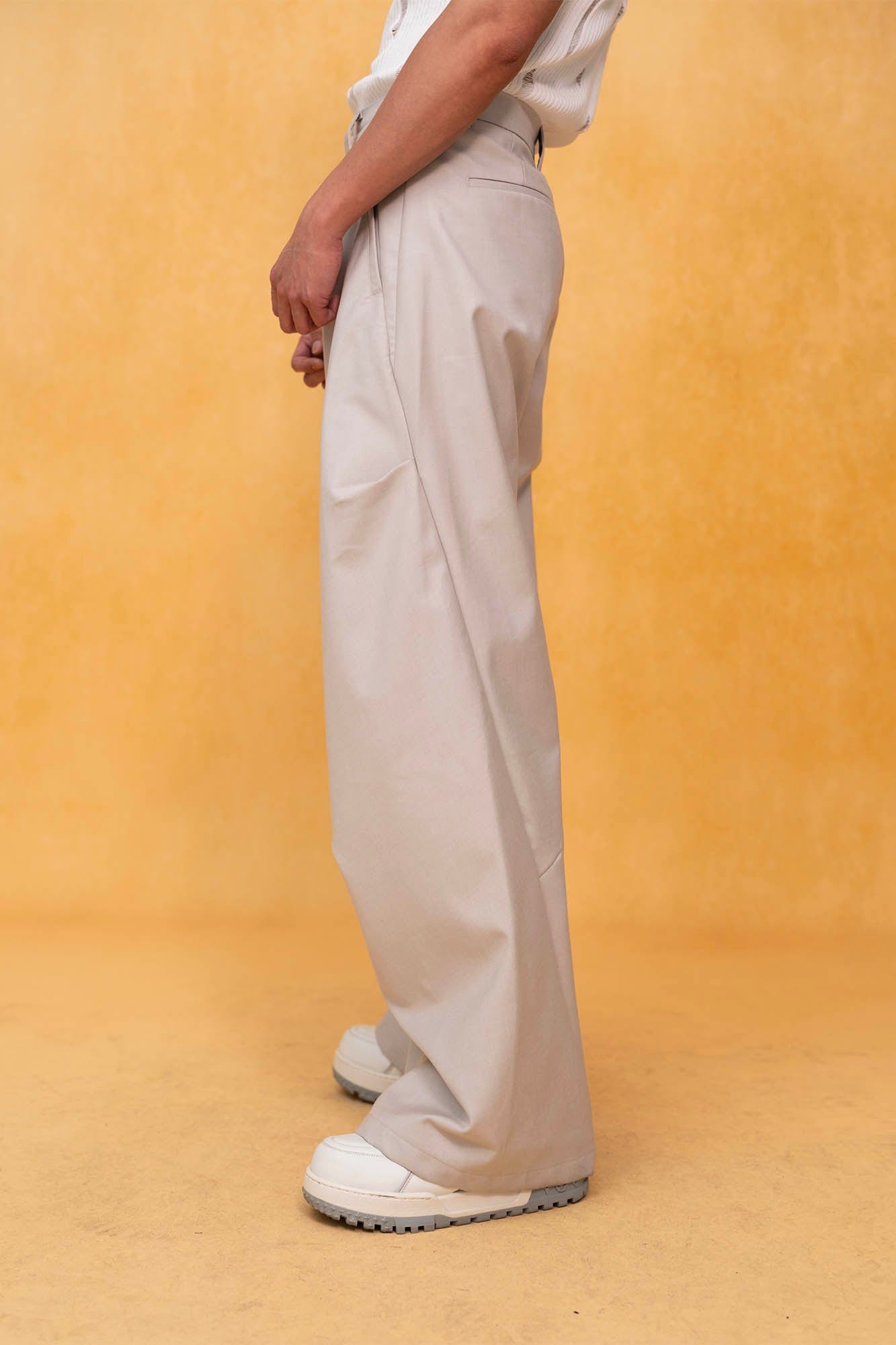 CLP Essential Spliced Crinkled Wide-Leg Trousers-Pants-S-Khaki-Free Shipping Leatheretro