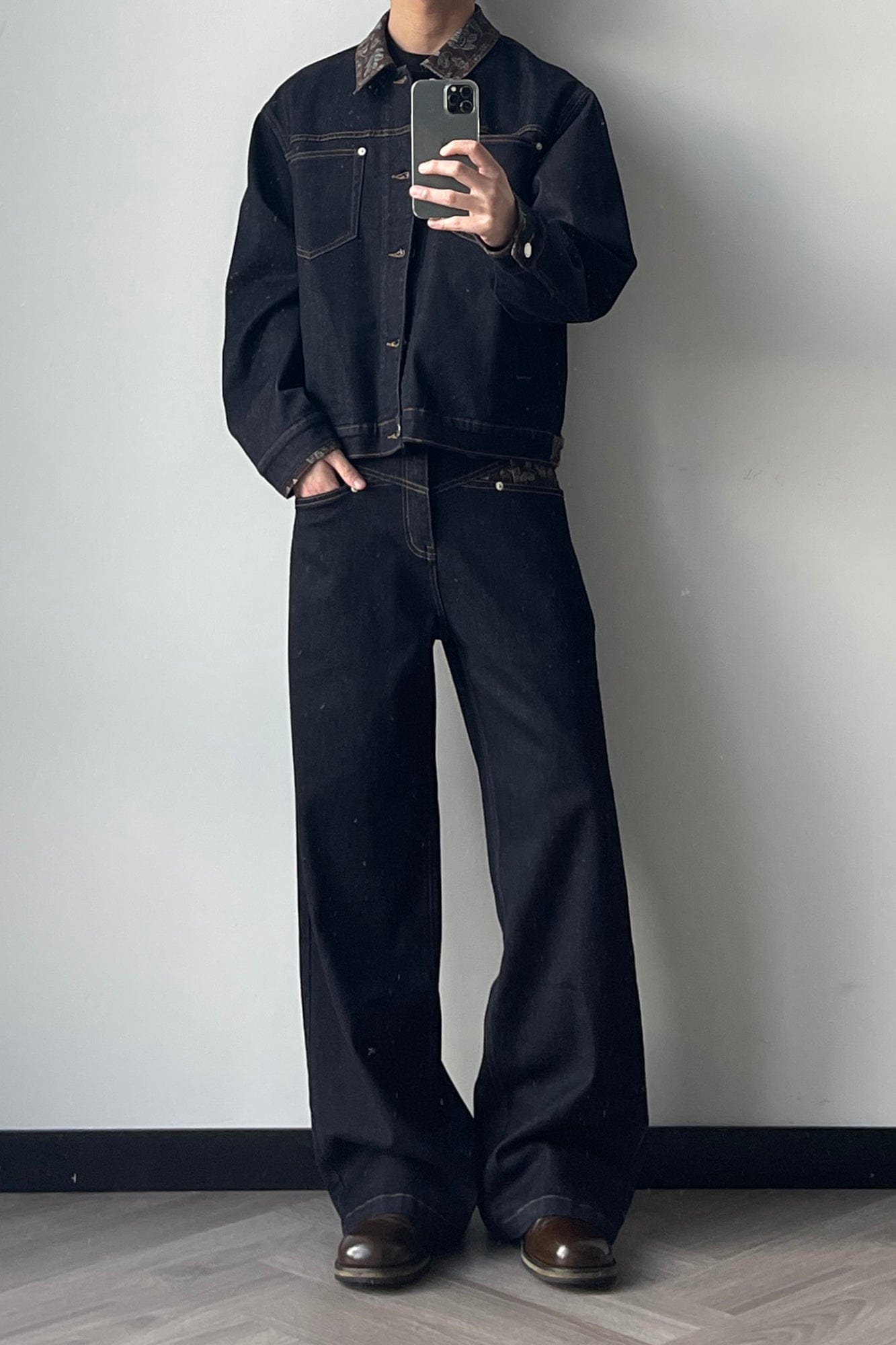 OKAYTHXBYE Floral Paneled Waist Raw Jeans-Jeans-S-Free Shipping Leatheretro