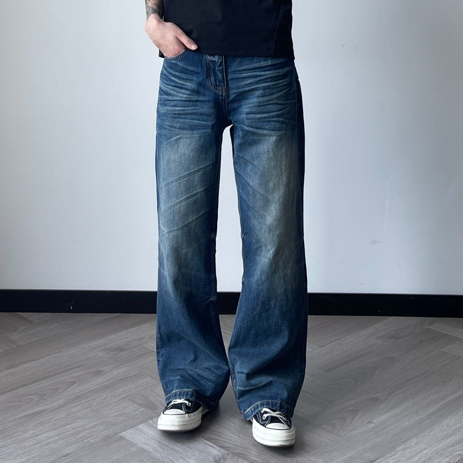 OKAYTHXBYE Wrinkled Washed Wide-Leg Jeans-Jeans-S-Free Shipping Leatheretro