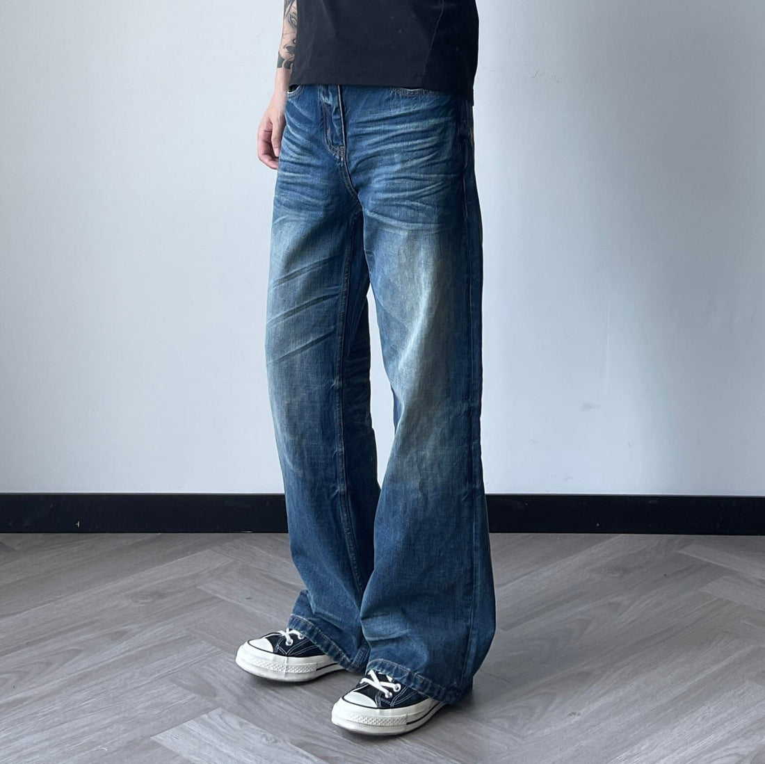 OKAYTHXBYE Wrinkled Washed Wide-Leg Jeans-Jeans-S-Free Shipping Leatheretro
