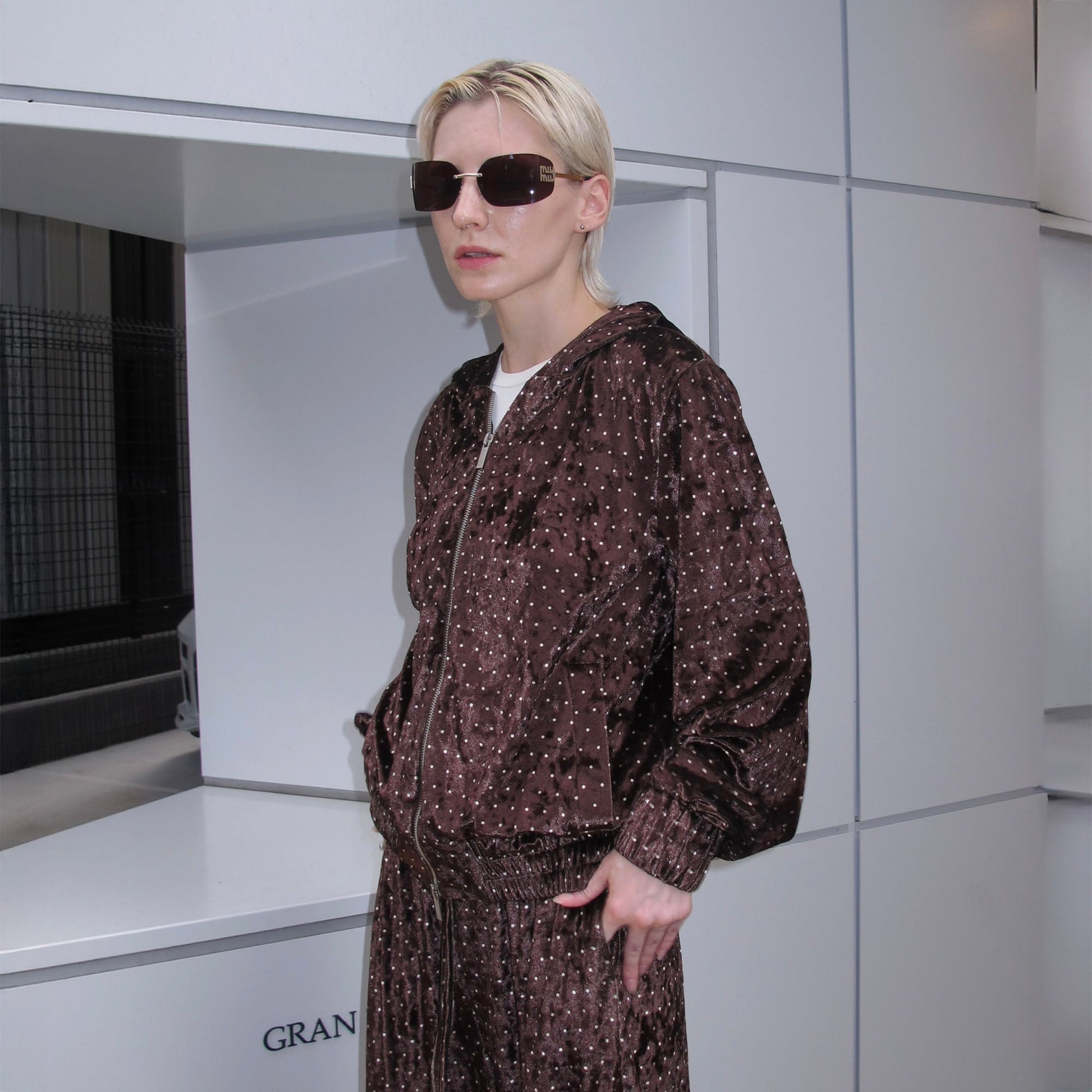 SOURPLUM Retro Polka-Dot Velvet Hooded Jacket-Jacket-S-Free Shipping Leatheretro