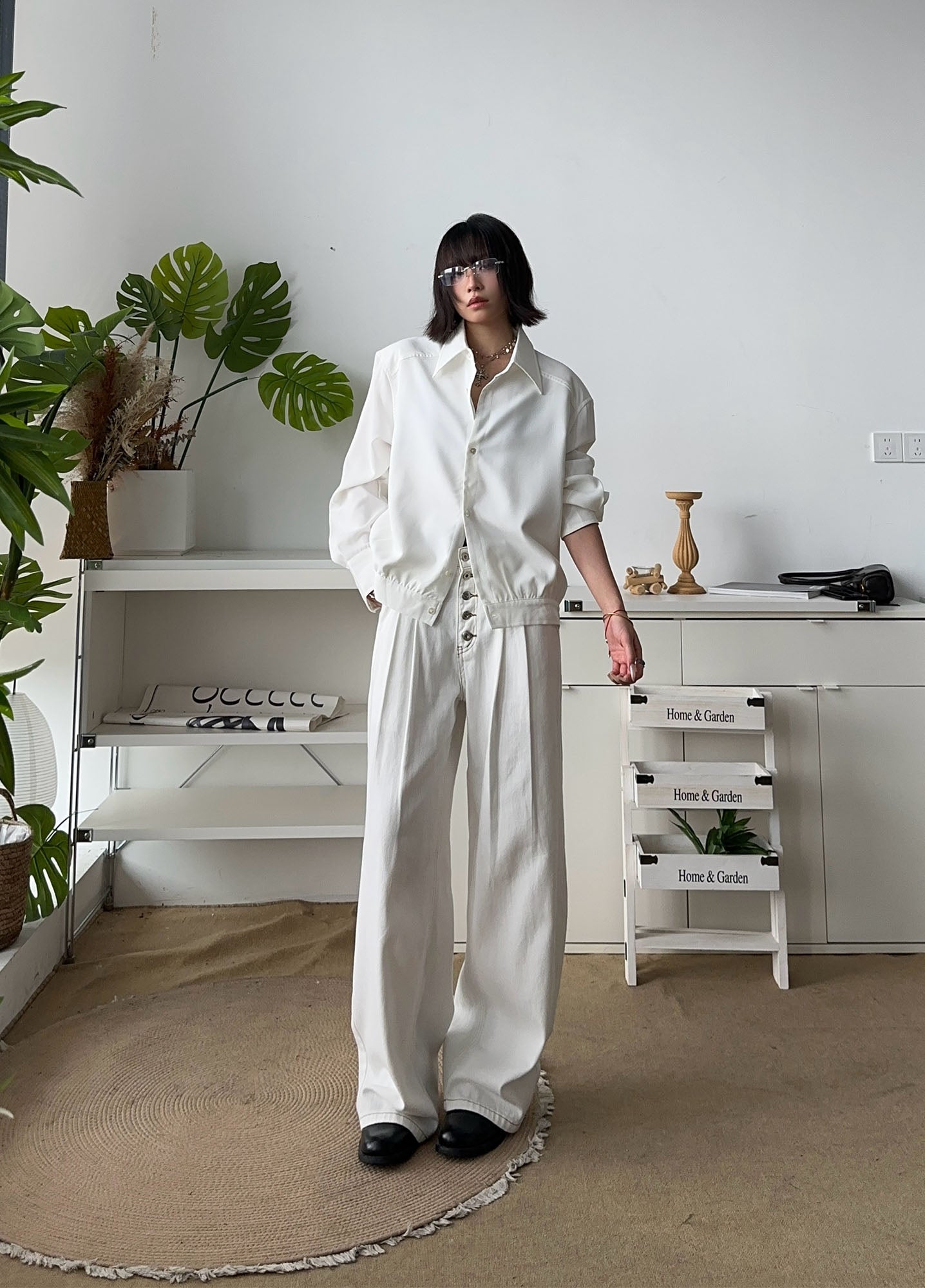 OKAYTHXBYE Classic Pleated Wide-Leg Jeans-Jeans-S-Black-Free Shipping Leatheretro